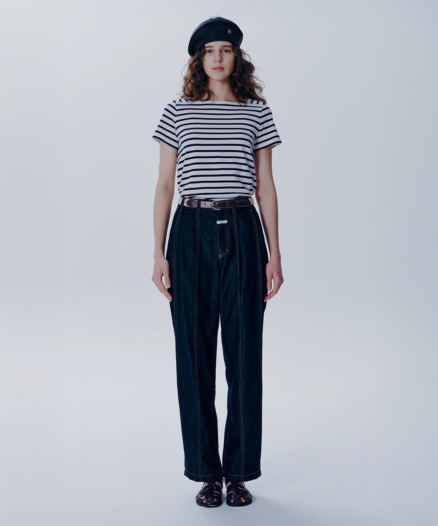 Marithe & Francois Girbaud - Tuck Wide Denim Pants (Dark Blue) product image 2 | TRAB K-Fashion Australia