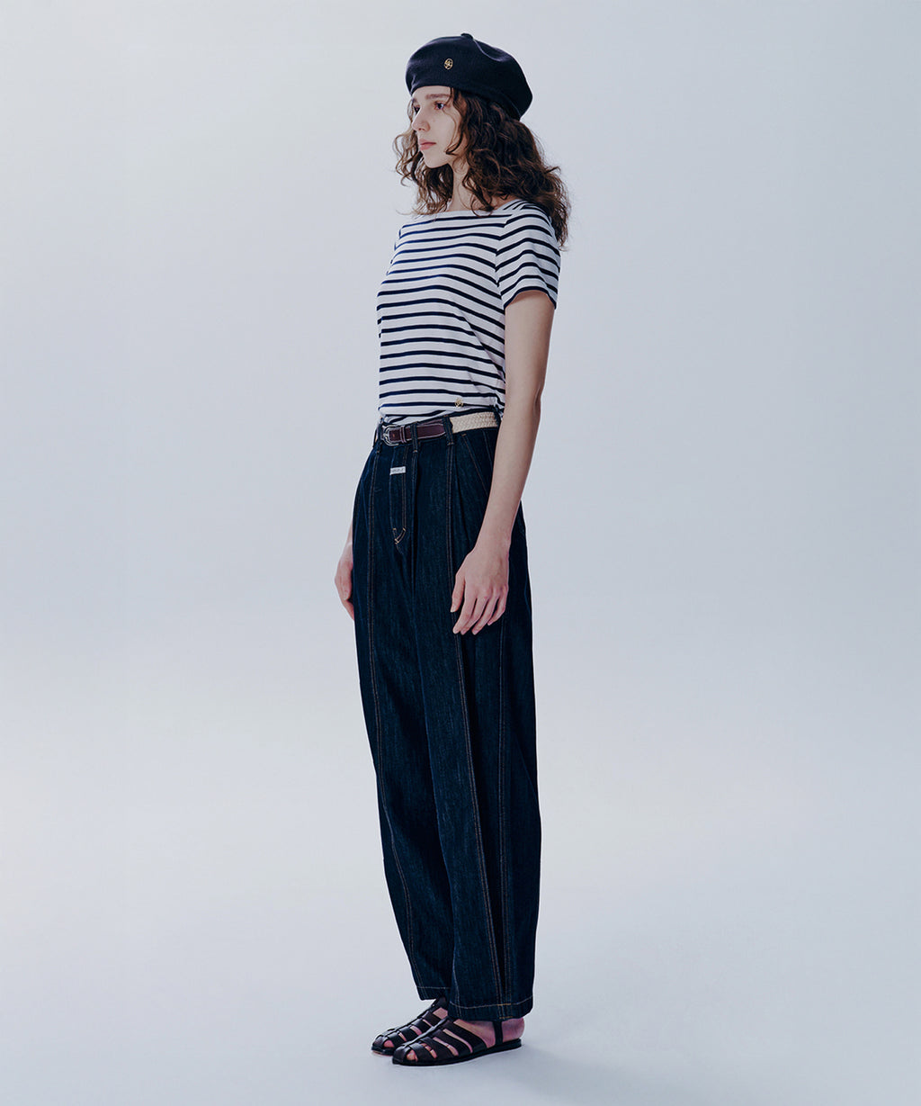 Marithe & Francois Girbaud - Tuck Wide Denim Pants (Dark Blue) product image 3 | TRAB K-Fashion Australia