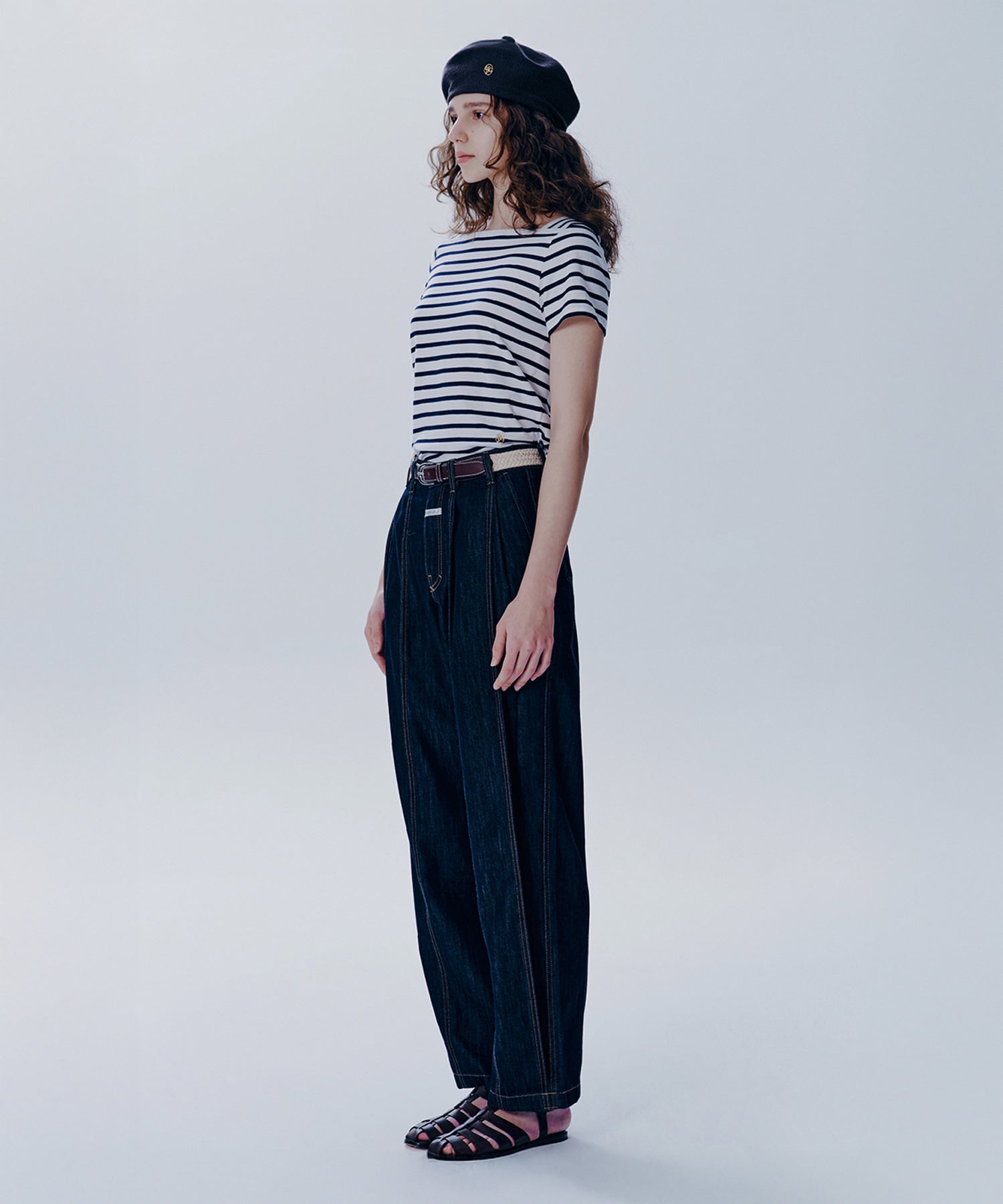 Marithe & Francois Girbaud - Tuck Wide Denim Pants (Dark Blue) product image 3 | TRAB K-Fashion Australia