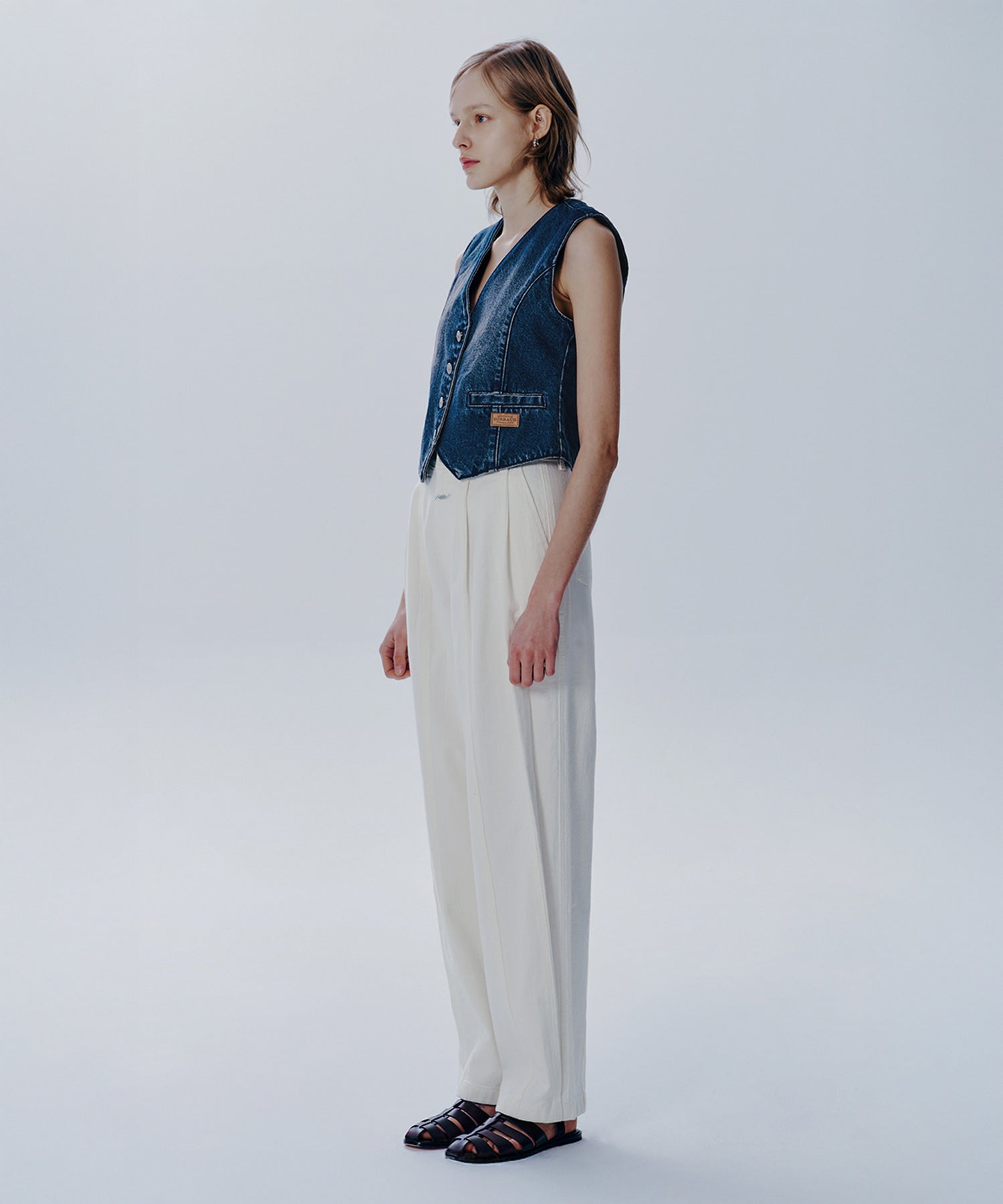Marithe & Francois Girbaud - Tuck Wide Denim Pants (Ivory) product image 4 | TRAB K-Fashion Australia