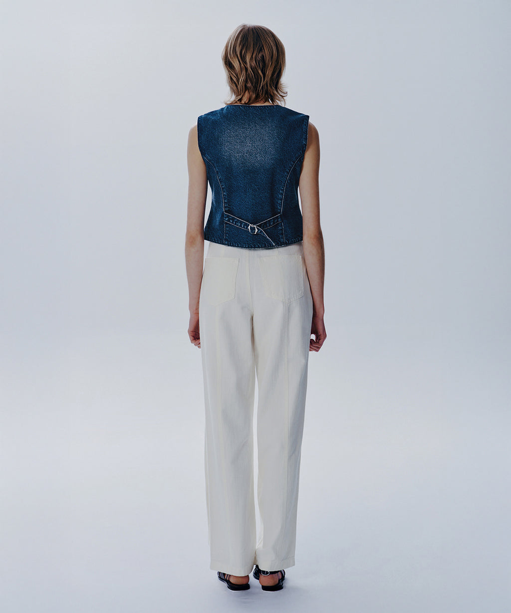 Marithe & Francois Girbaud - Tuck Wide Denim Pants (Ivory) product image 5 | TRAB K-Fashion Australia