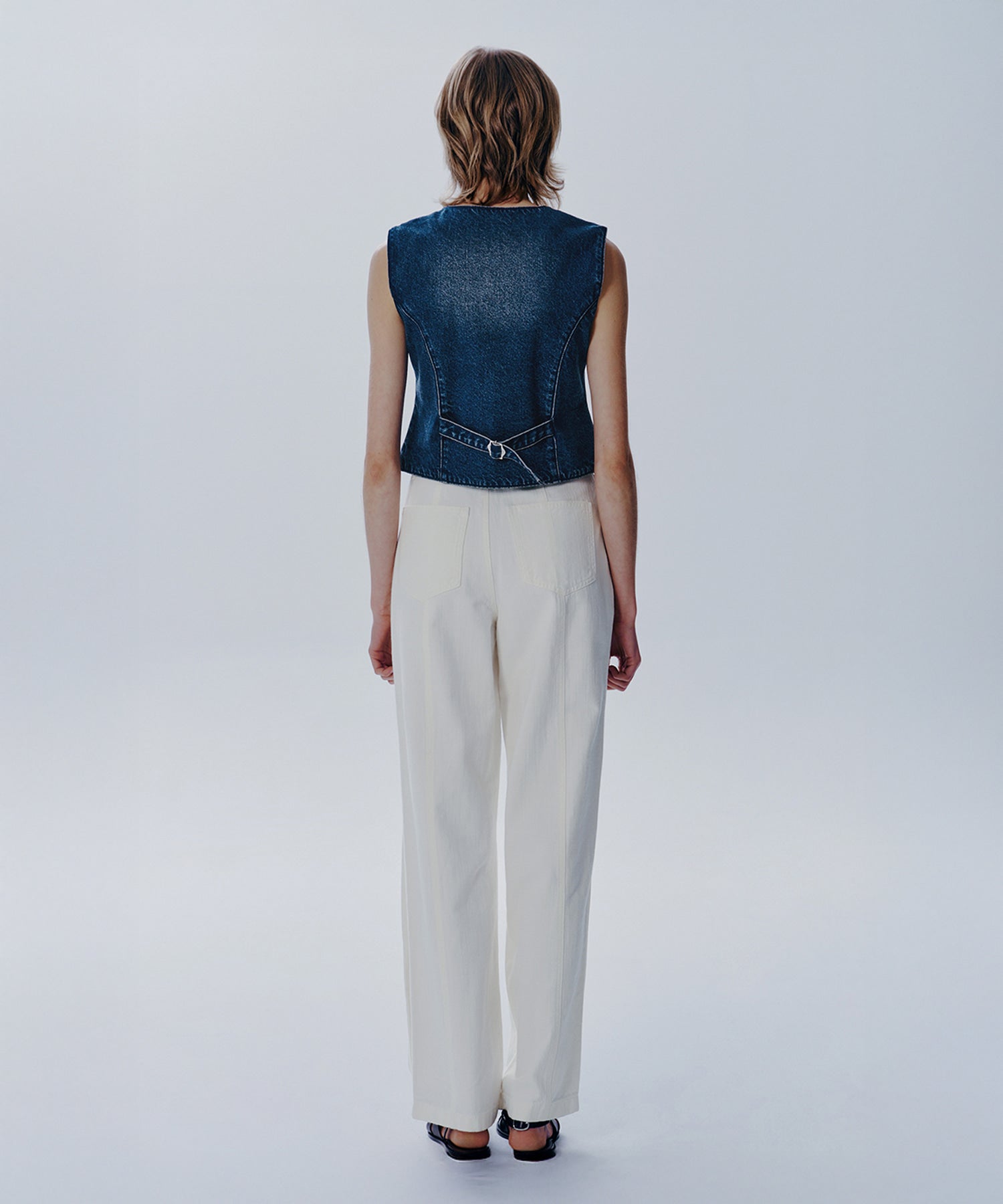 Marithe & Francois Girbaud - Tuck Wide Denim Pants (Ivory) product image 5 | TRAB K-Fashion Australia