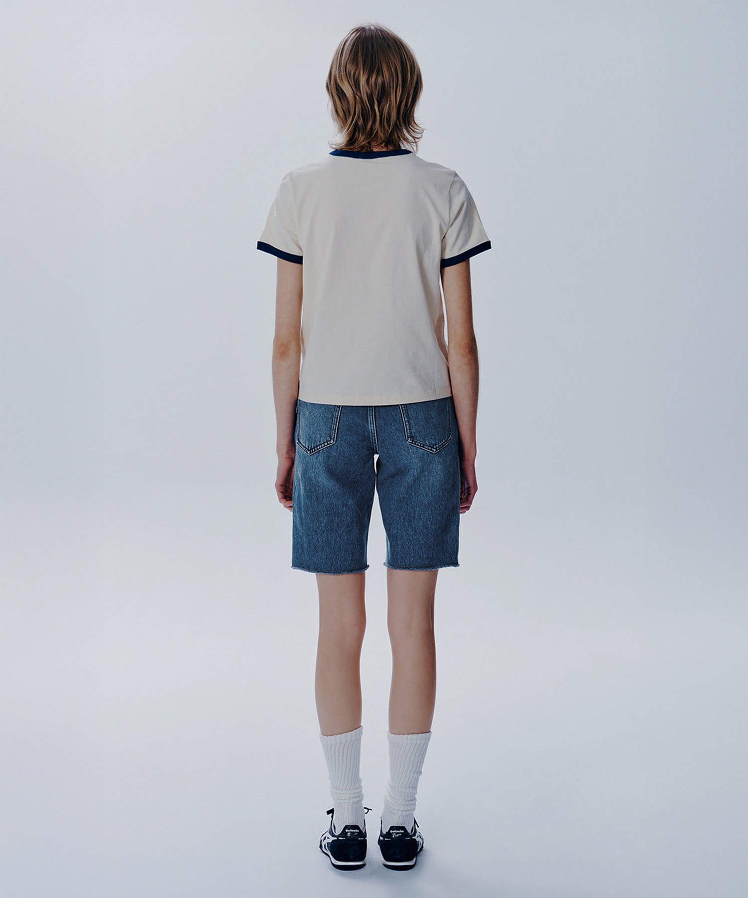 Marithe & Francois Girbaud - X-pocket Raw Edge Half Denim Pants (Blue) product image 4 | TRAB K-Fashion Australia