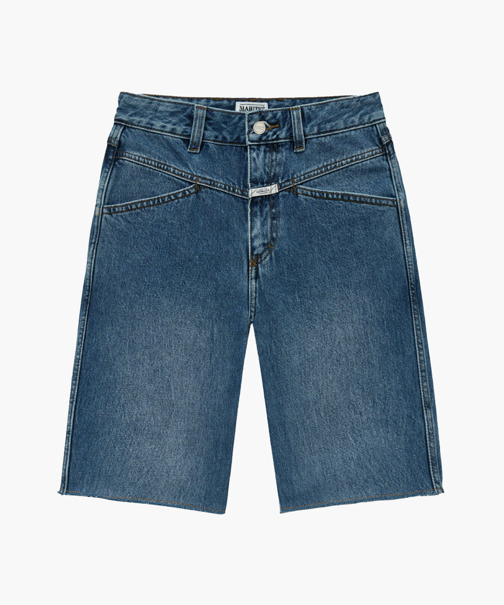 Marithe & Francois Girbaud - X-pocket Raw Edge Half Denim Pants (Blue) product image 5 | TRAB K-Fashion Australia