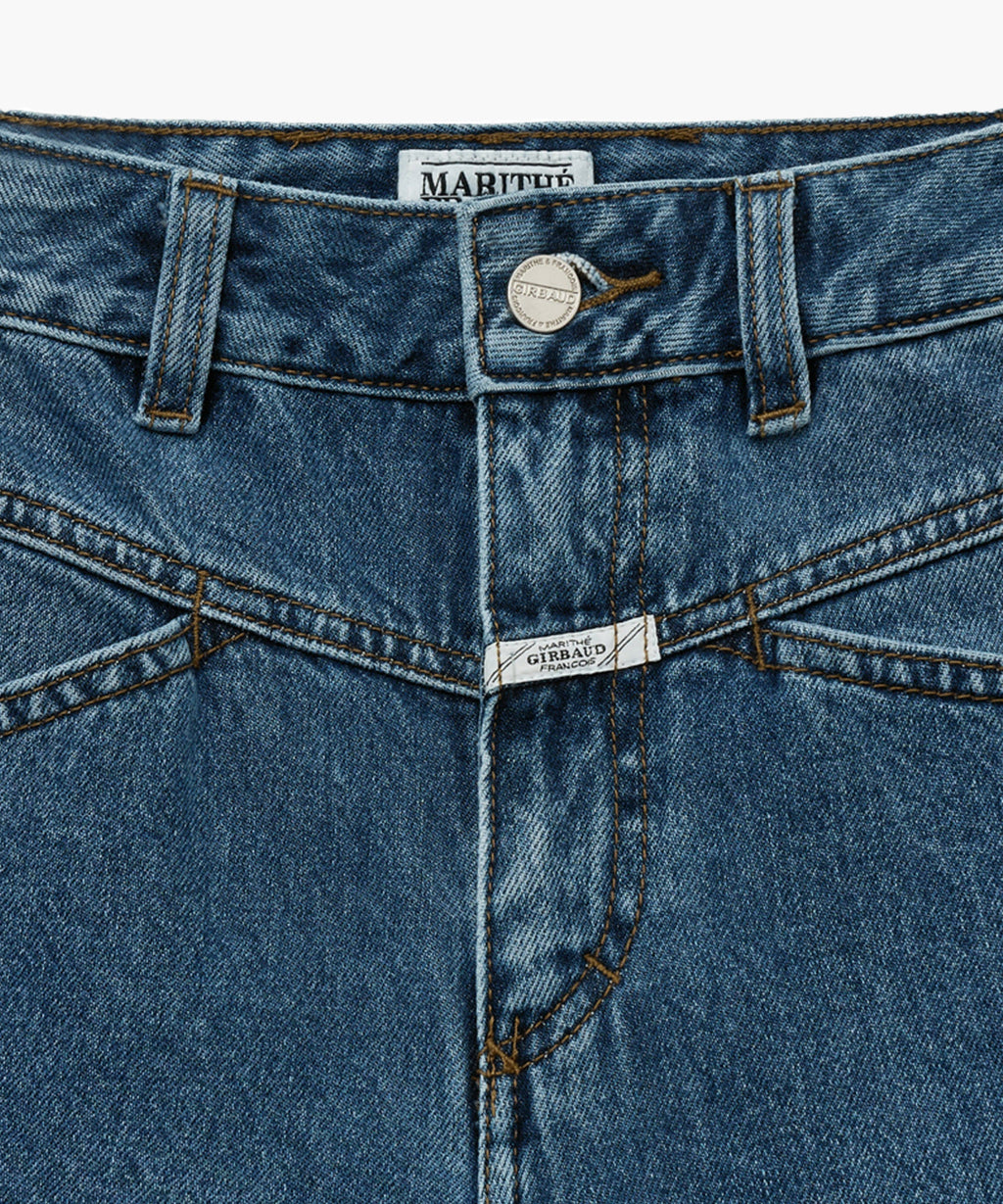 Marithe & Francois Girbaud - X-pocket Raw Edge Half Denim Pants (Blue) product image 7 | TRAB K-Fashion Australia
