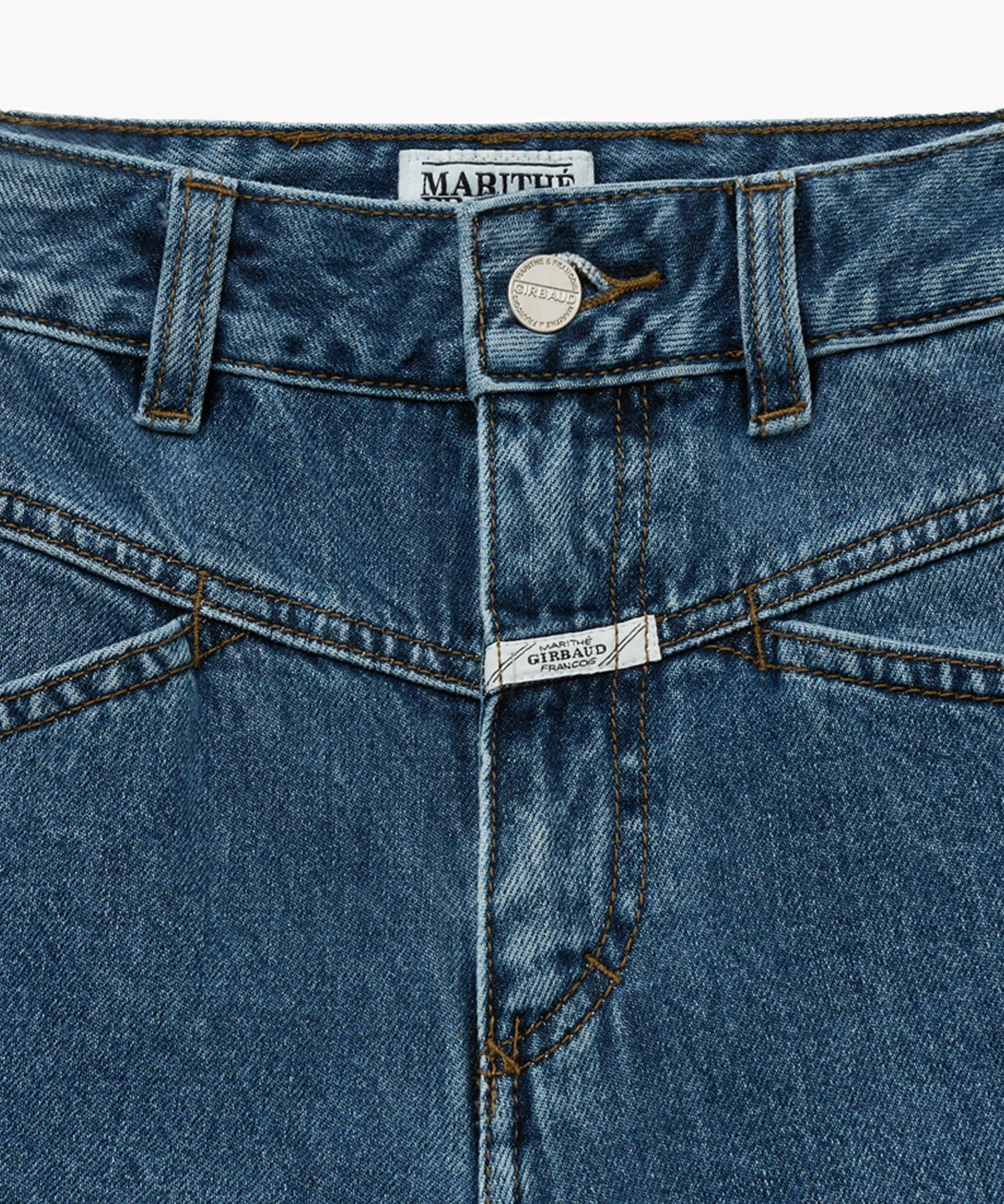 Marithe & Francois Girbaud - X-pocket Raw Edge Half Denim Pants (Blue) product image 7 | TRAB K-Fashion Australia