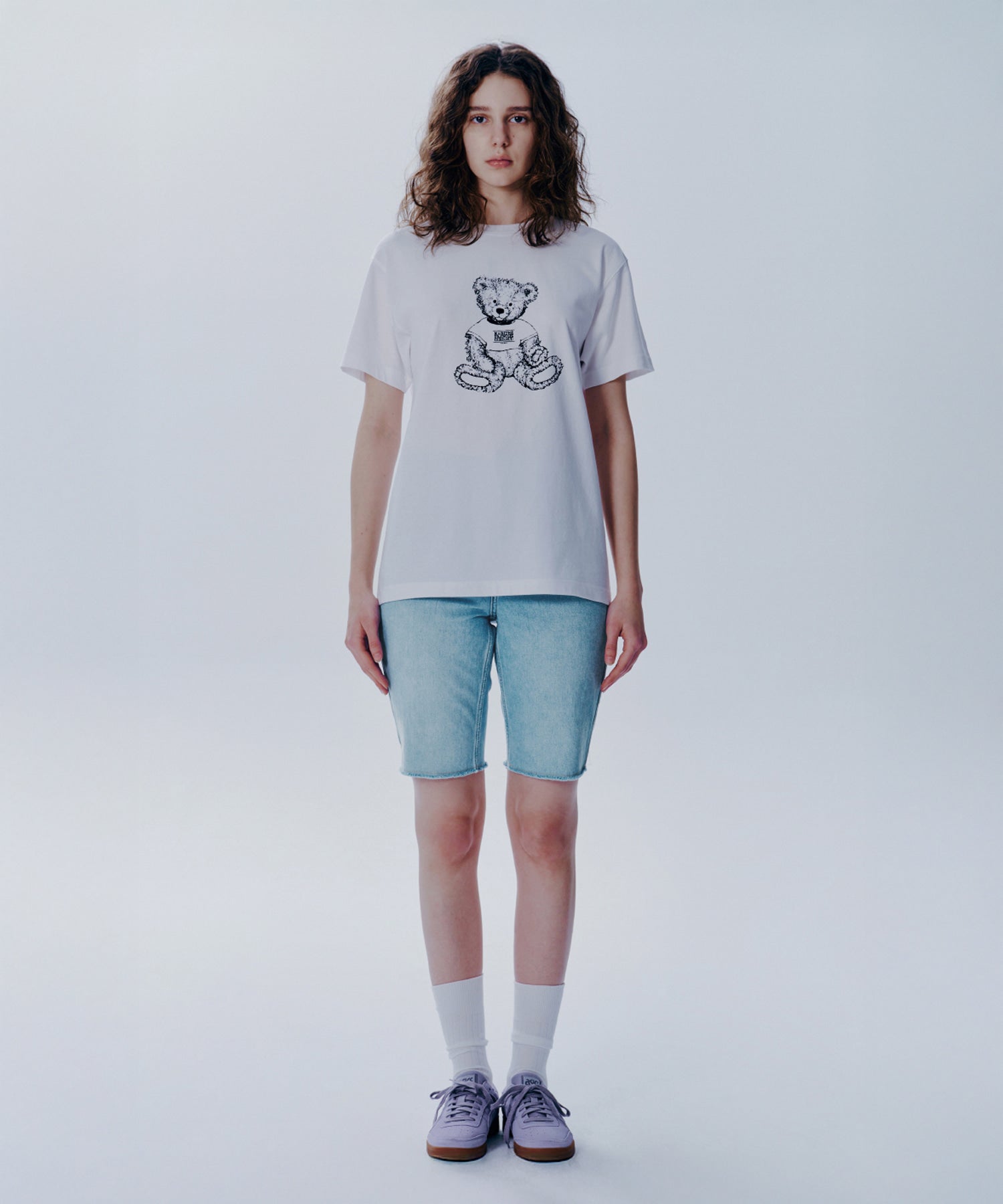 Marithe & Francois Girbaud - X-pocket Raw Edge Half Denim Pants (Light Blue) product image 1 | TRAB K-Fashion Australia