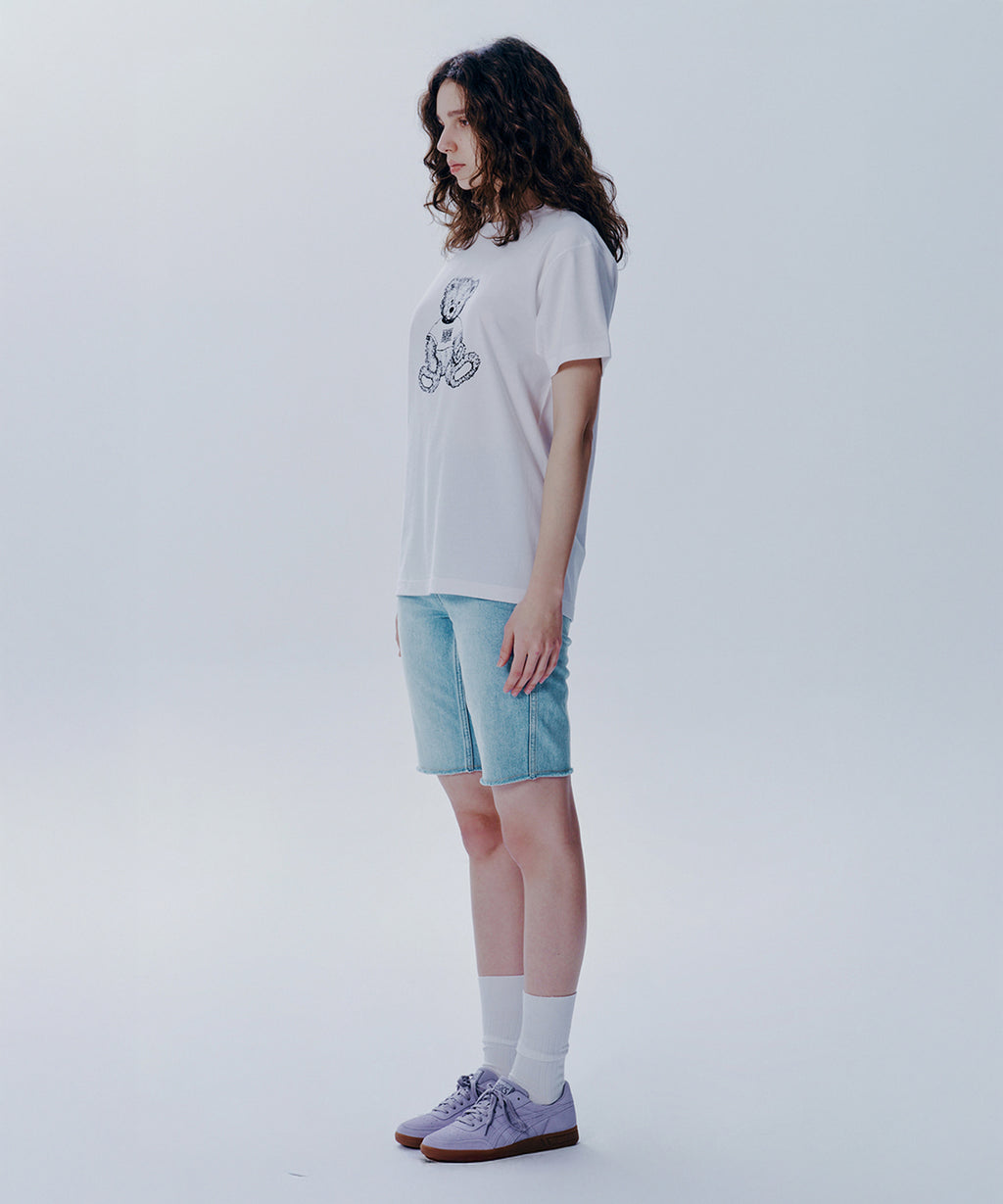 Marithe & Francois Girbaud - X-pocket Raw Edge Half Denim Pants (Light Blue) product image 2 | TRAB K-Fashion Australia