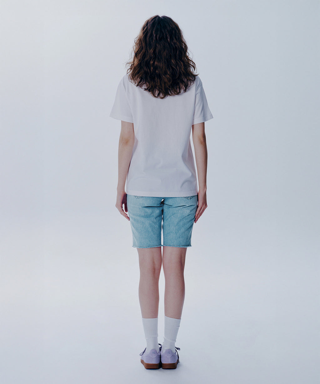Marithe & Francois Girbaud - X-pocket Raw Edge Half Denim Pants (Light Blue) product image 3 | TRAB K-Fashion Australia