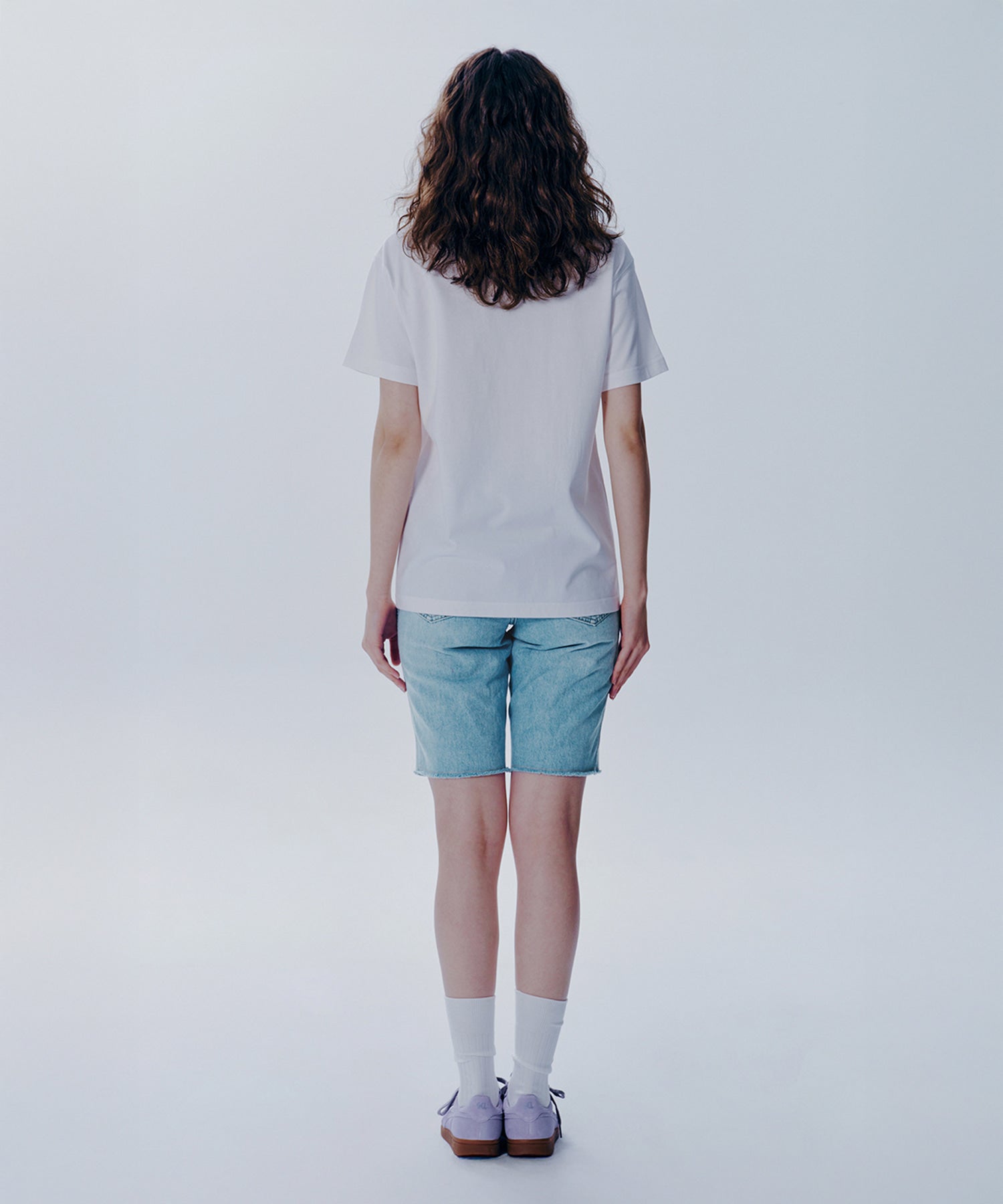 Marithe & Francois Girbaud - X-pocket Raw Edge Half Denim Pants (Light Blue) product image 3 | TRAB K-Fashion Australia