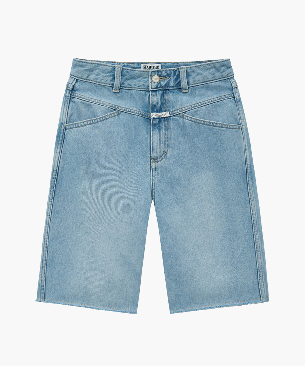 Marithe & Francois Girbaud - X-pocket Raw Edge Half Denim Pants (Light Blue) product image 4 | TRAB K-Fashion Australia