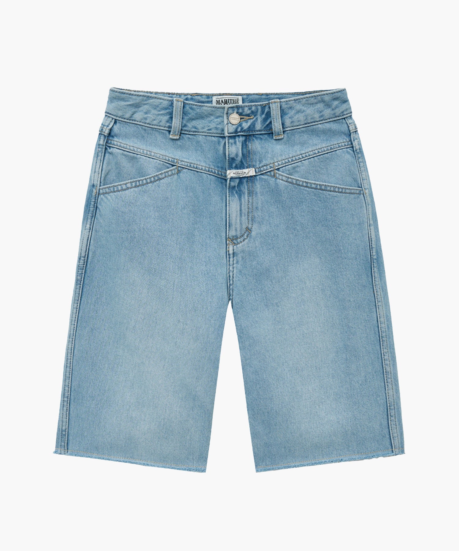 Marithe & Francois Girbaud - X-pocket Raw Edge Half Denim Pants (Light Blue) product image 4 | TRAB K-Fashion Australia