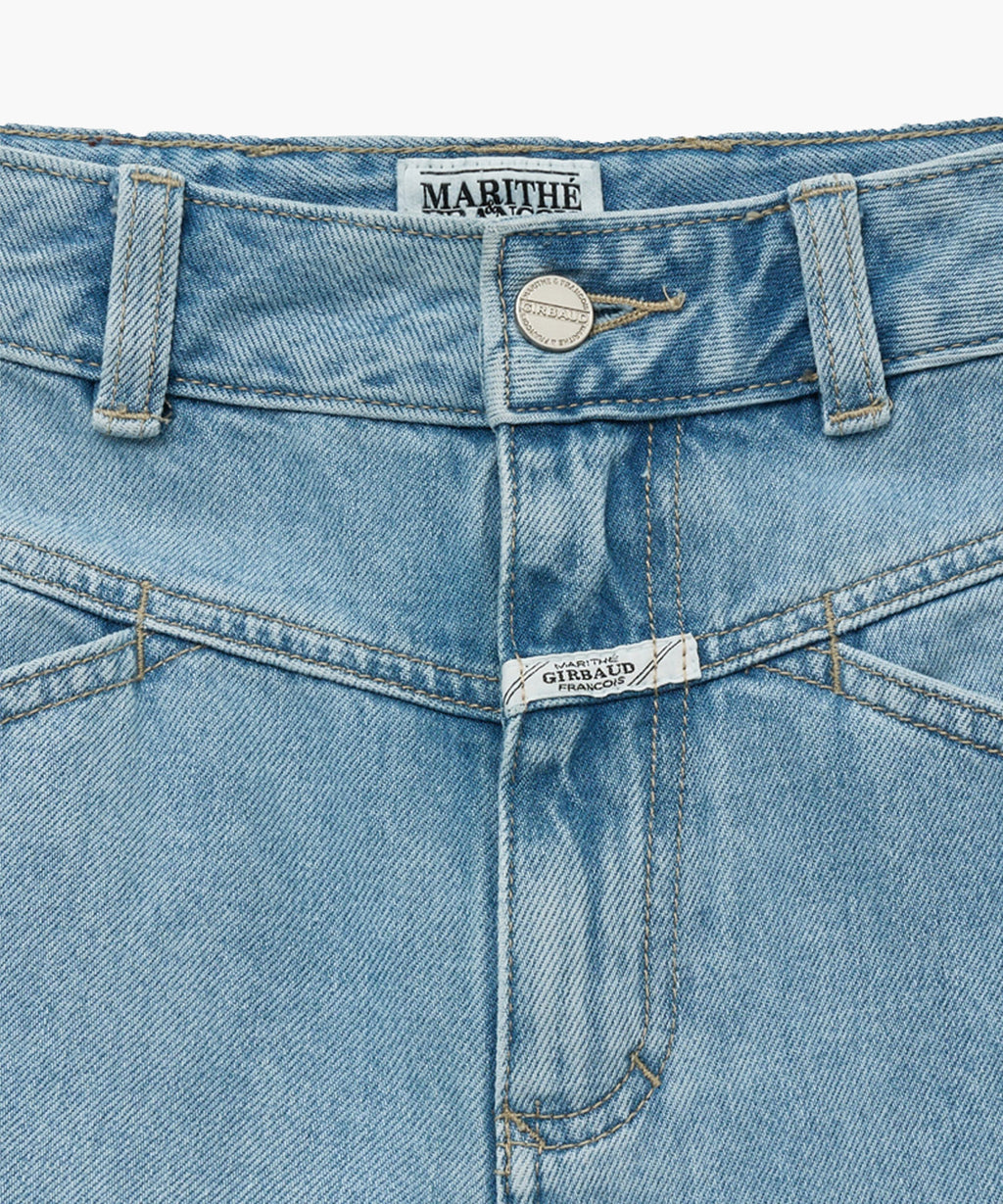 Marithe & Francois Girbaud - X-pocket Raw Edge Half Denim Pants (Light Blue) product image 6 | TRAB K-Fashion Australia