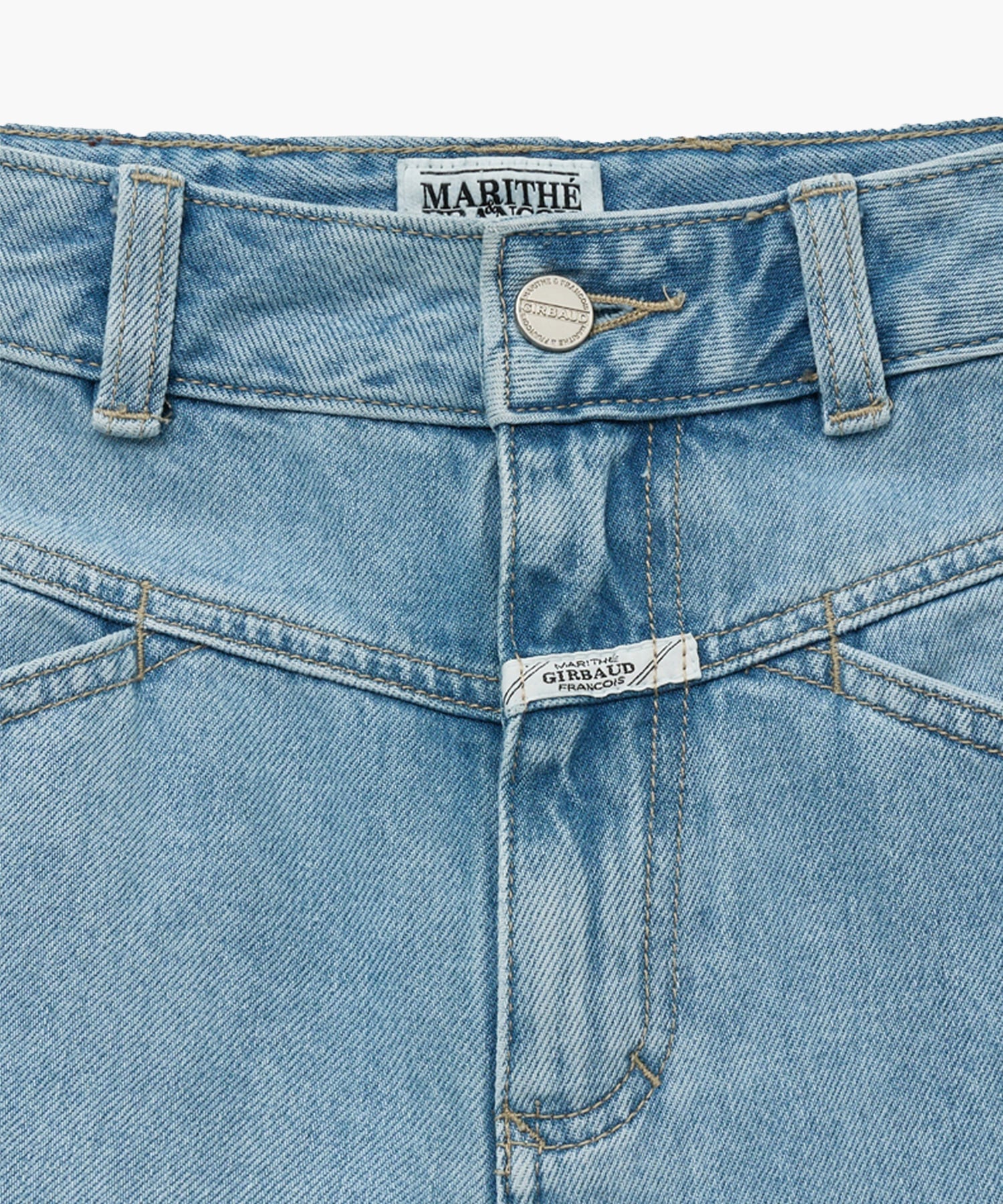 Marithe & Francois Girbaud - X-pocket Raw Edge Half Denim Pants (Light Blue) product image 6 | TRAB K-Fashion Australia