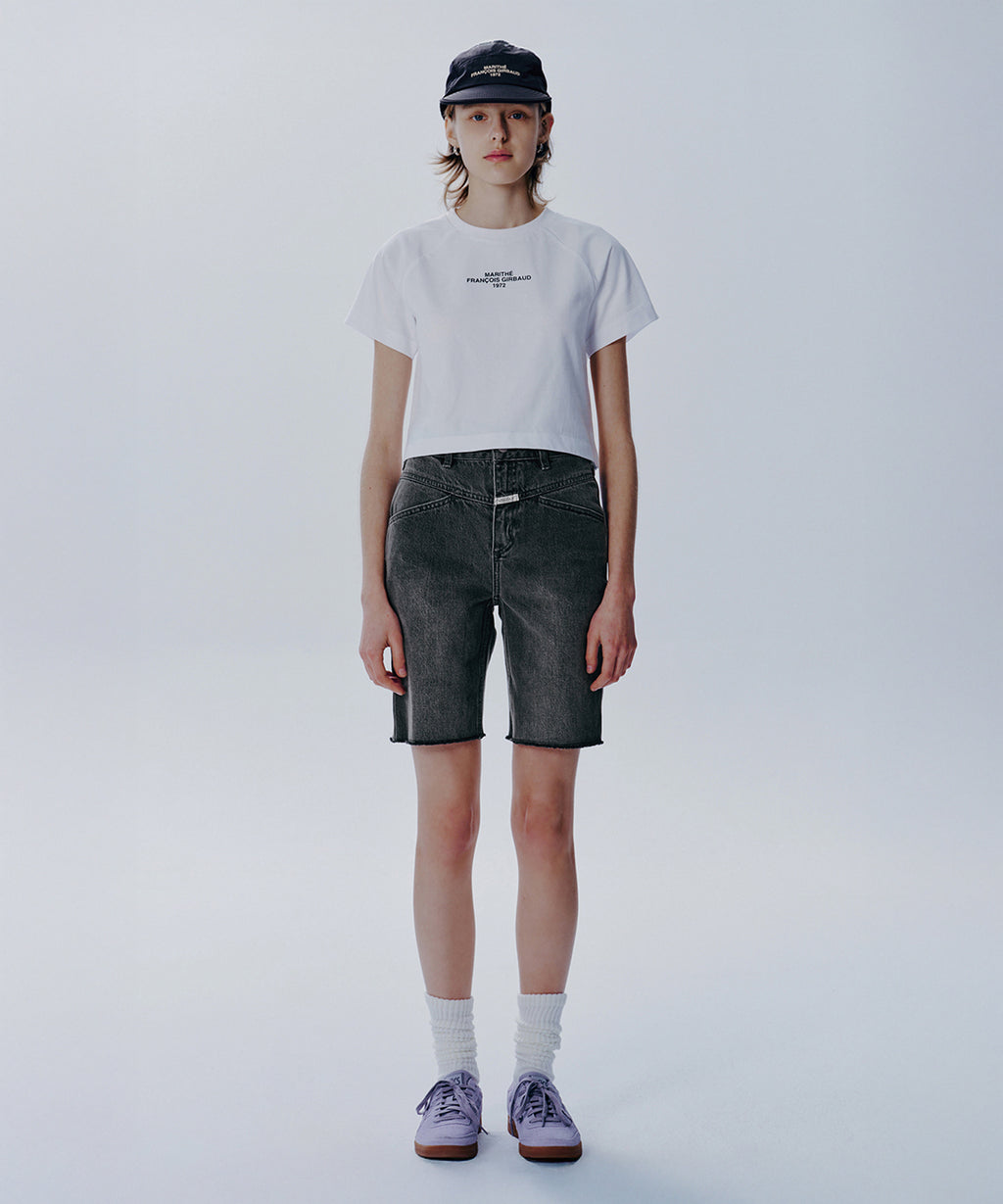Marithe & Francois Girbaud - X-pocket Raw Edge Half Denim Pants (Light Gray) product image 2 | TRAB K-Fashion Australia
