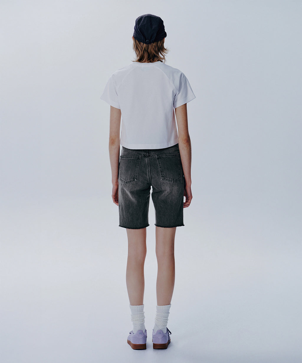 Marithe & Francois Girbaud - X-pocket Raw Edge Half Denim Pants (Light Gray) product image 4 | TRAB K-Fashion Australia