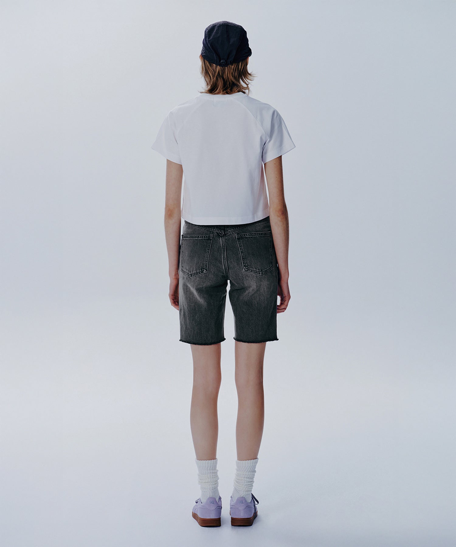 Marithe & Francois Girbaud - X-pocket Raw Edge Half Denim Pants (Light Gray) product image 4 | TRAB K-Fashion Australia