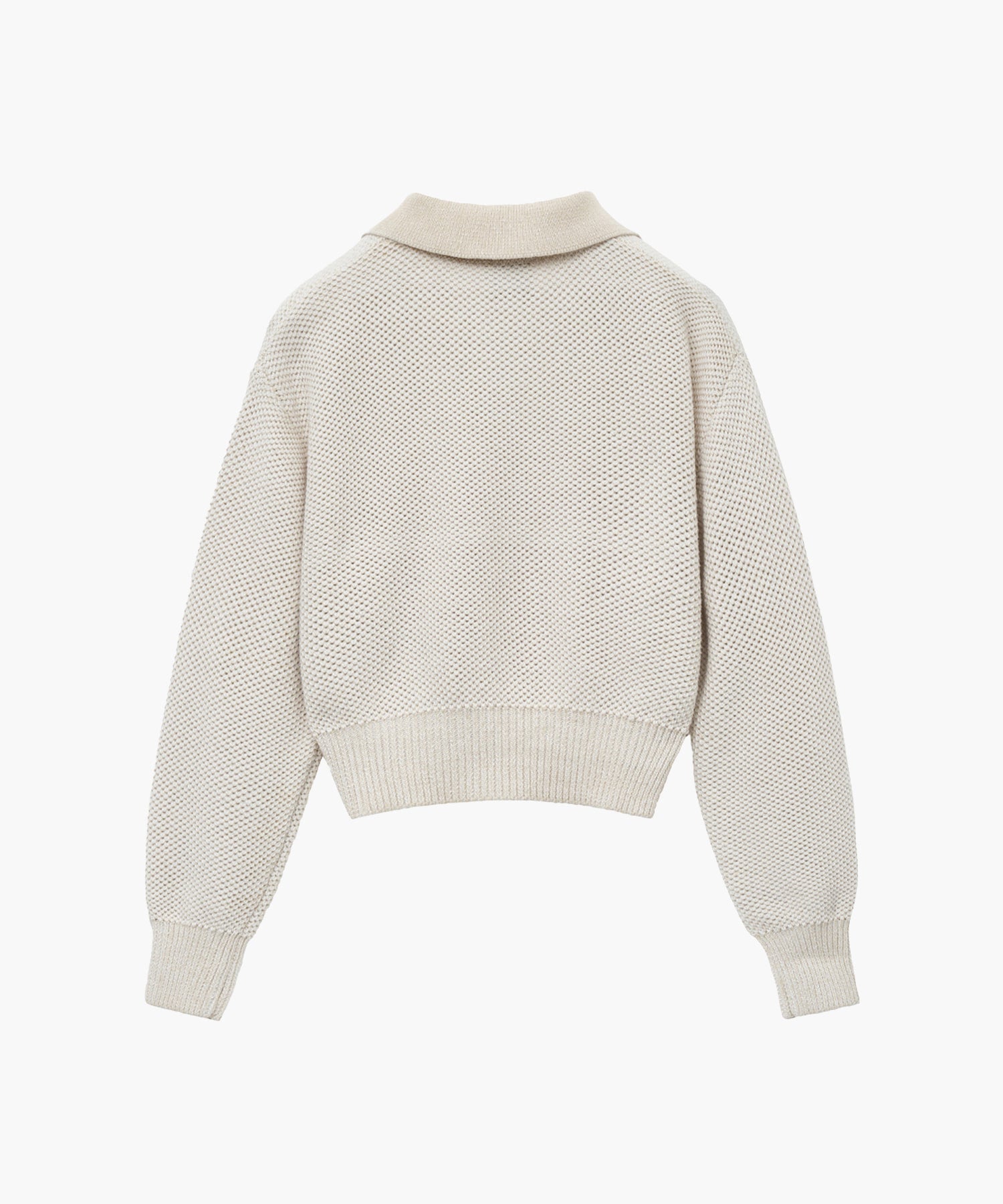 Marithe & Francois Girbaud - Cotton Blended Open Collar Crop Knit (Light Beige) product image 6 | TRAB K-Fashion Australia