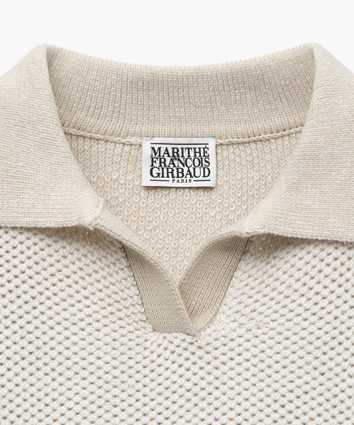 Marithe & Francois Girbaud - Cotton Blended Open Collar Crop Knit (Light Beige) product image 7 | TRAB K-Fashion Australia