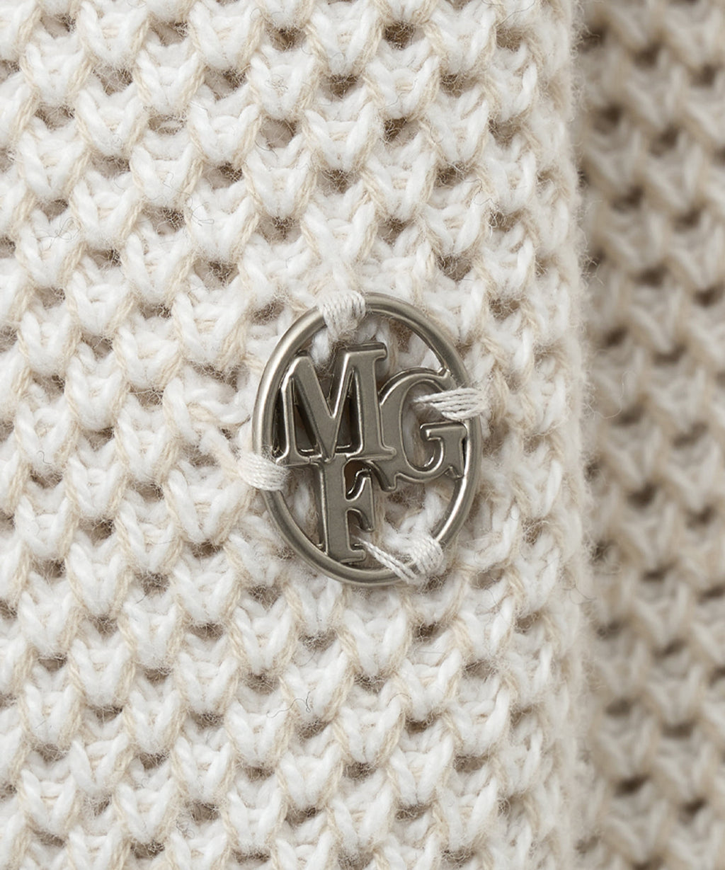 Marithe & Francois Girbaud - Cotton Blended Open Collar Crop Knit (Light Beige) product image 8 | TRAB K-Fashion Australia