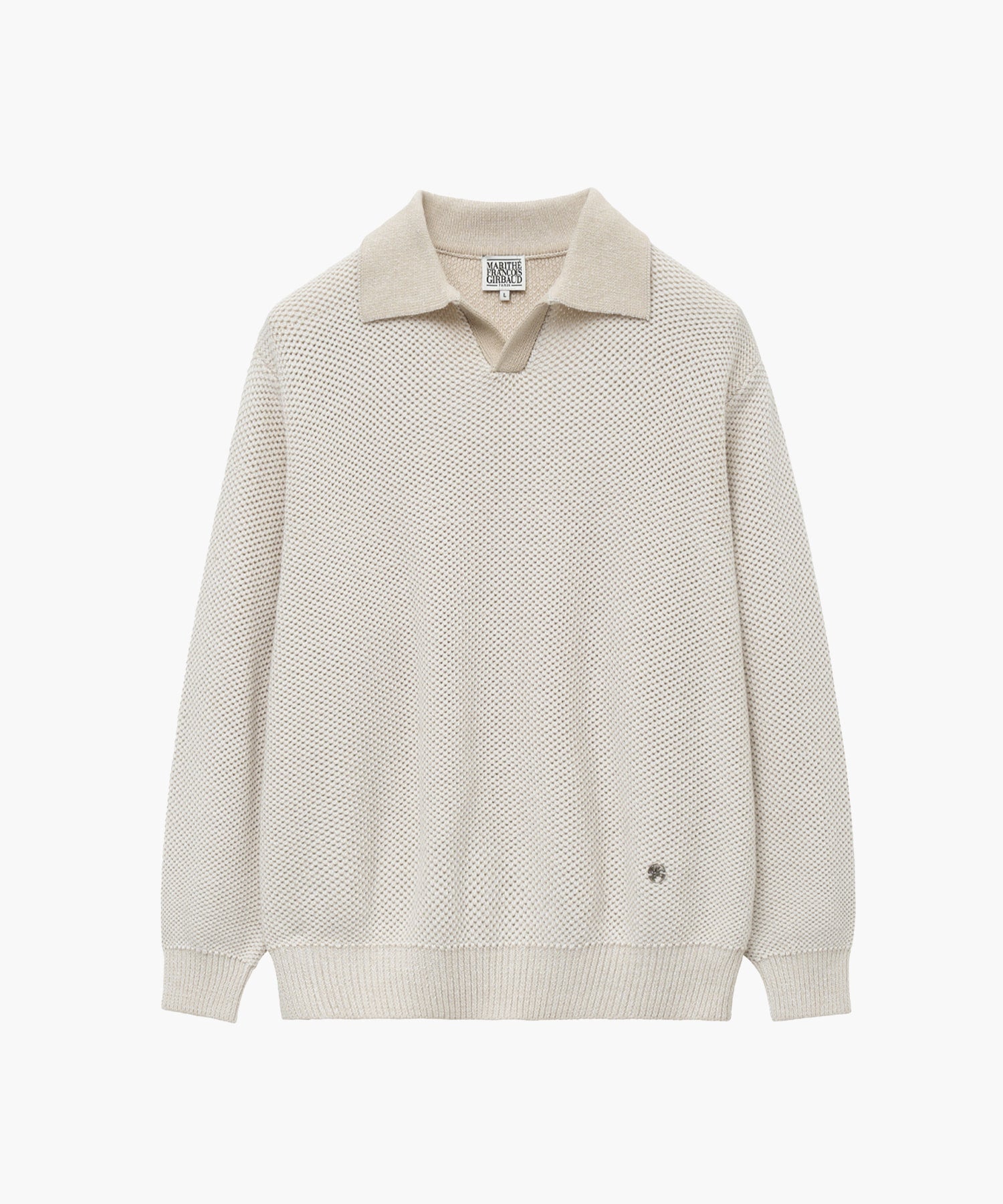 Marithe & Francois Girbaud - Cotton Blended Open Collar Knit (Light Beige) product image 5 | TRAB K-Fashion Australia