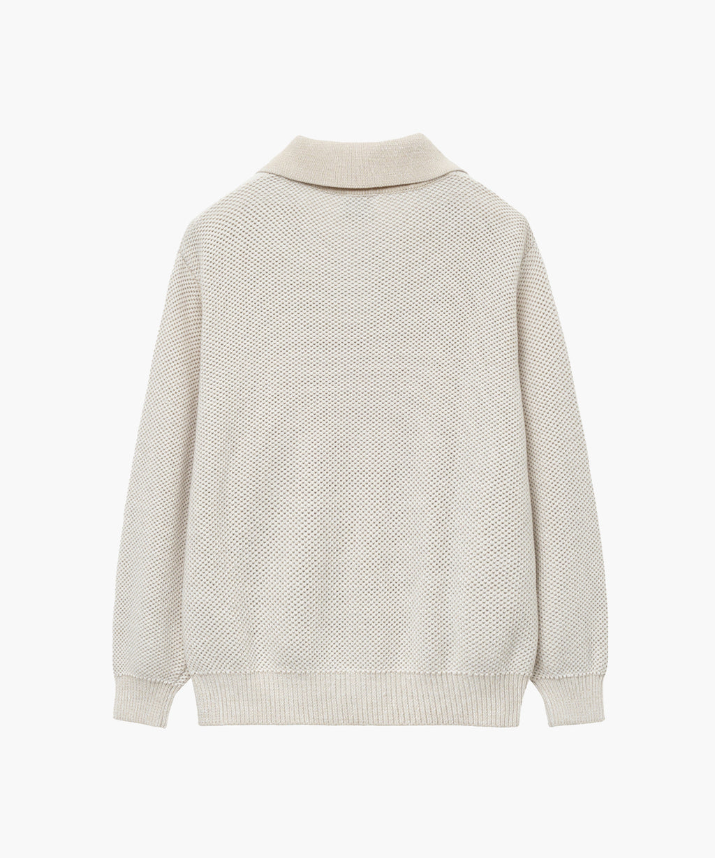 Marithe & Francois Girbaud - Cotton Blended Open Collar Knit (Light Beige) product image 6 | TRAB K-Fashion Australia