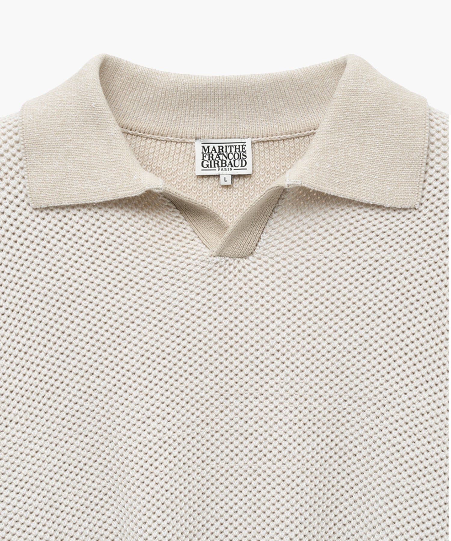 Marithe & Francois Girbaud - Cotton Blended Open Collar Knit (Light Beige) product image 7 | TRAB K-Fashion Australia