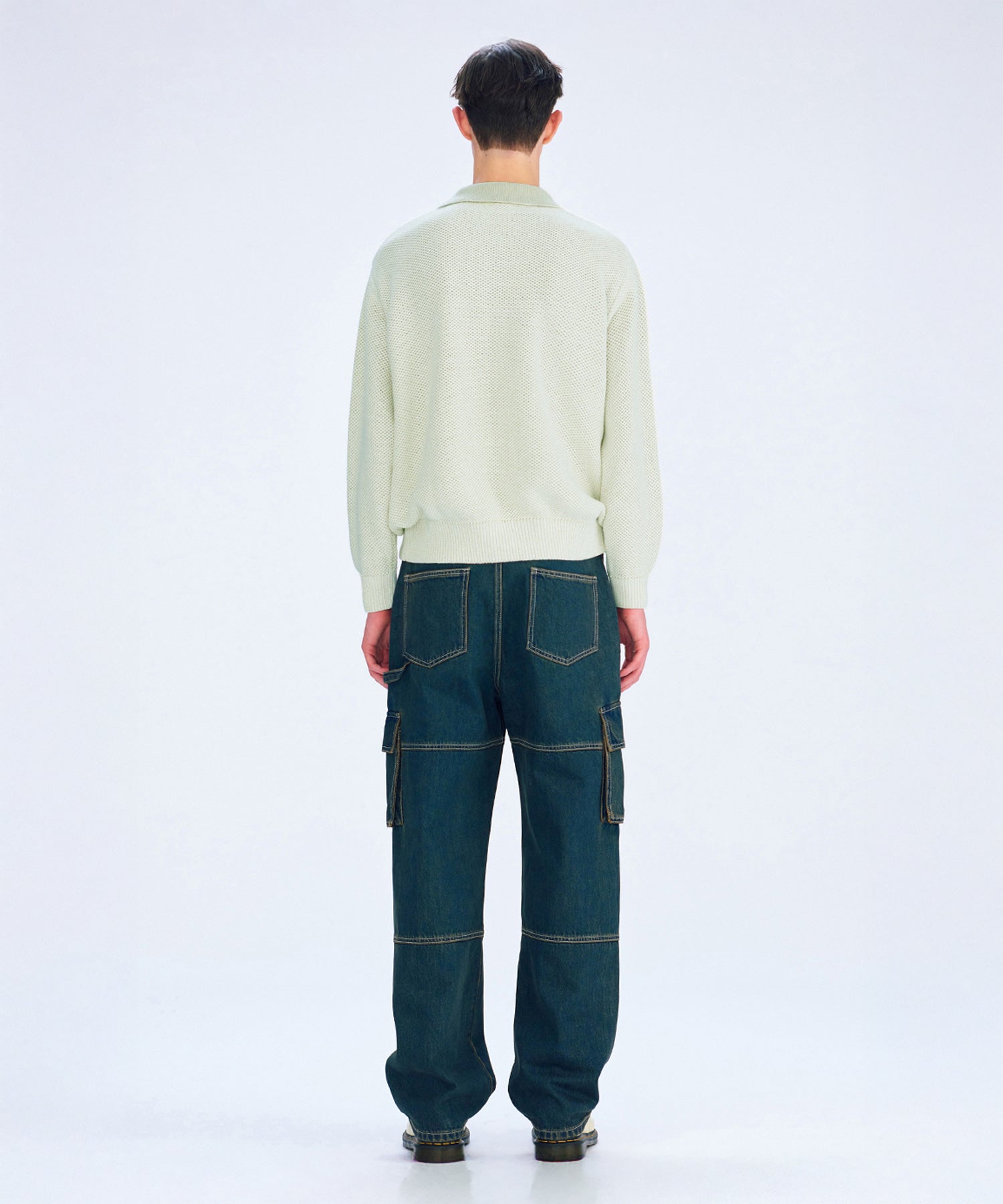 Marithe & Francois Girbaud - Cotton Blended Open Collar Knit (Mint) product image 4 | TRAB K-Fashion Australia