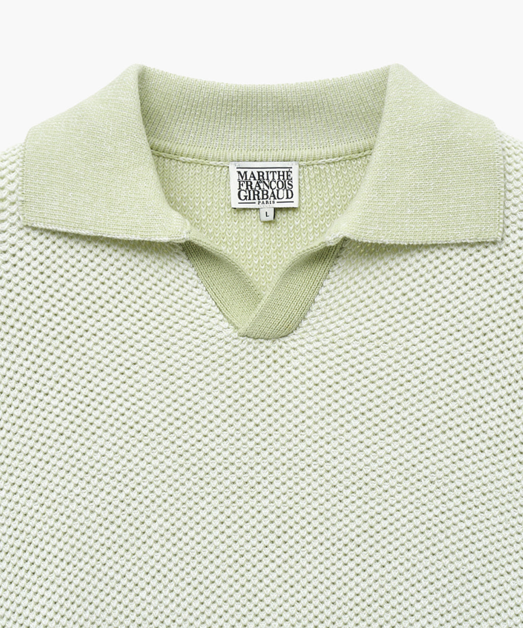 Marithe & Francois Girbaud - Cotton Blended Open Collar Knit (Mint) product image 7 | TRAB K-Fashion Australia