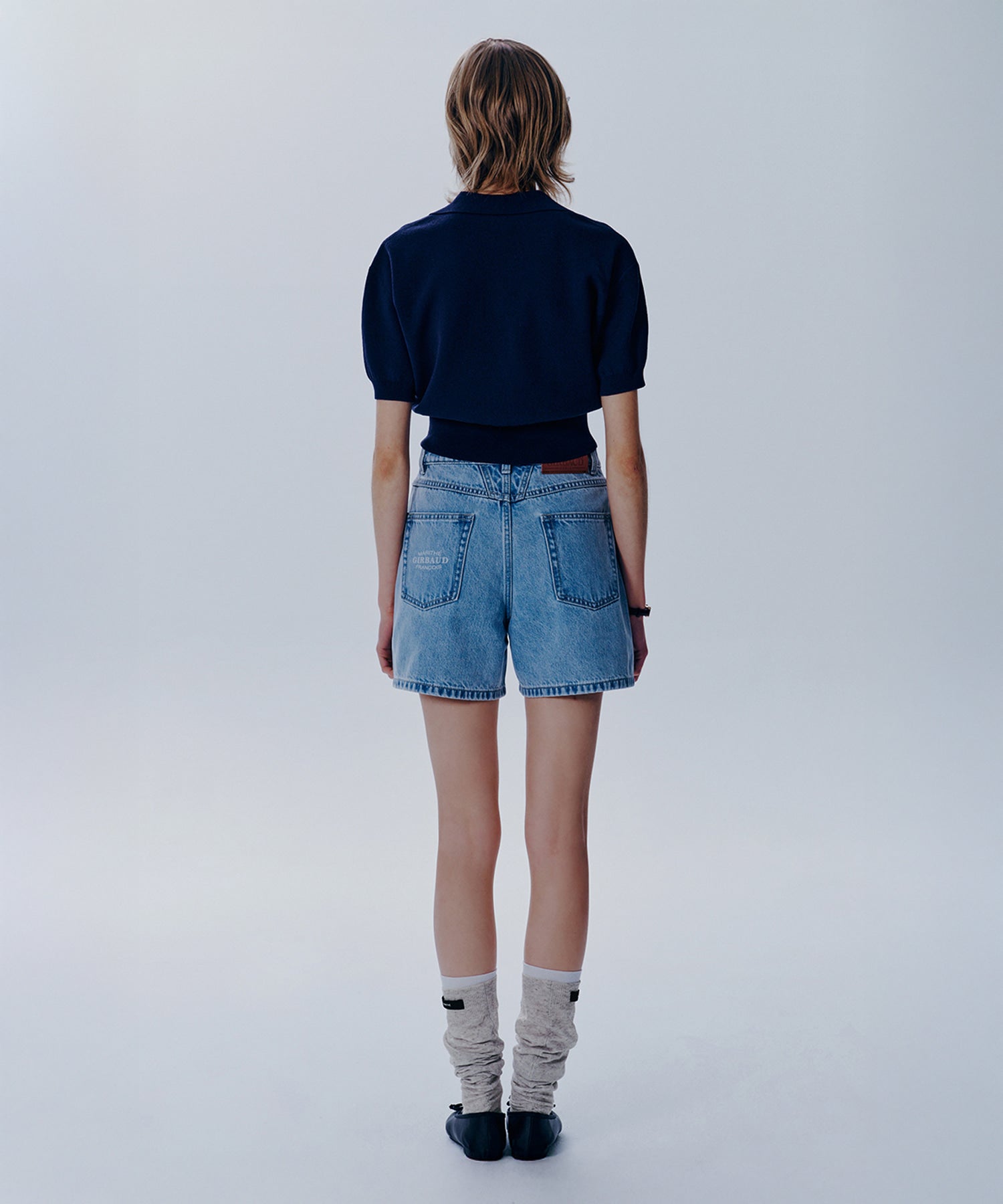 Marithe & Francois Girbaud - Open Collar Crop Half Knit (Navy) product image 4 | TRAB K-Fashion Australia