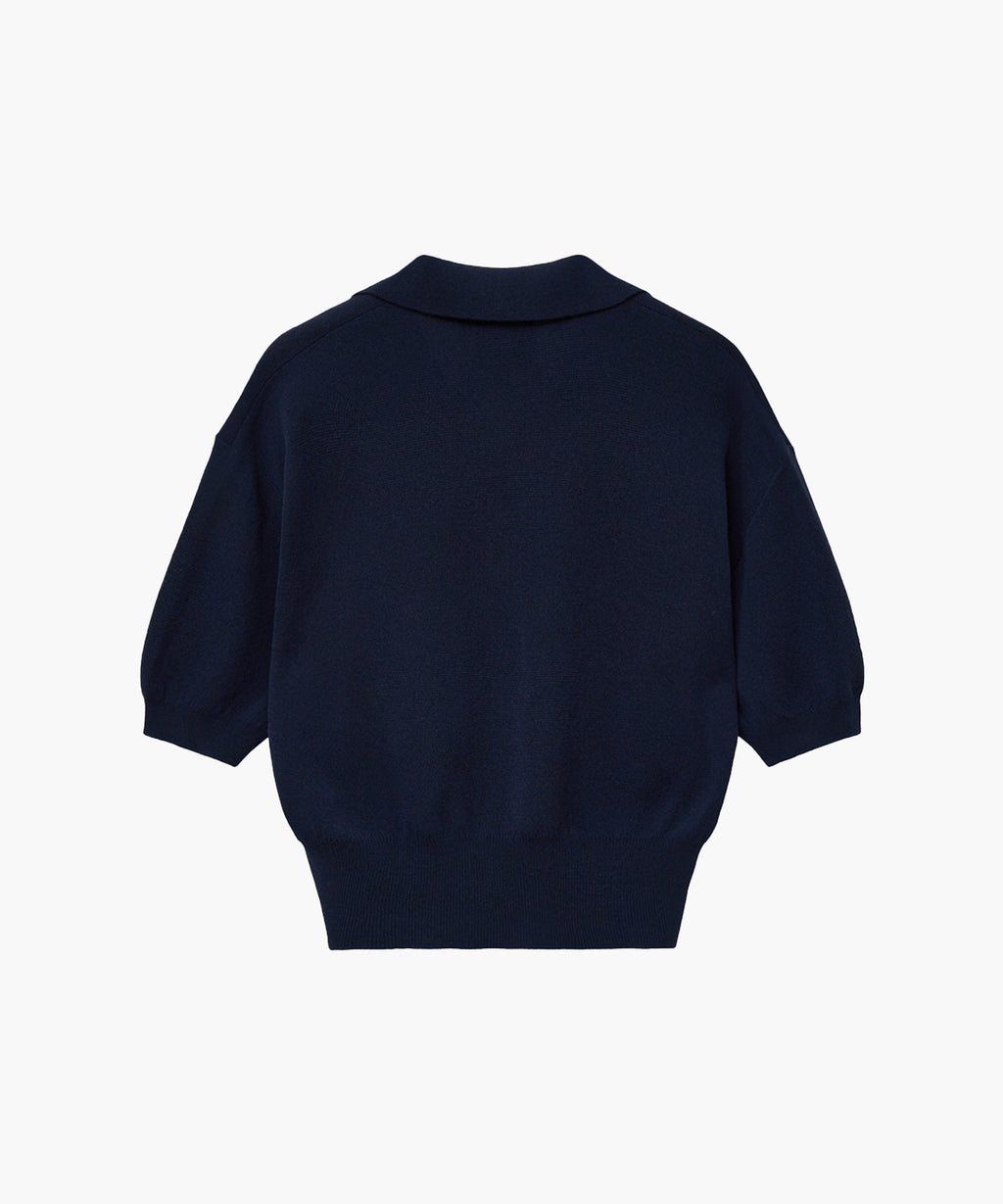 Marithe & Francois Girbaud - Open Collar Crop Half Knit (Navy) product image 6 | TRAB K-Fashion Australia