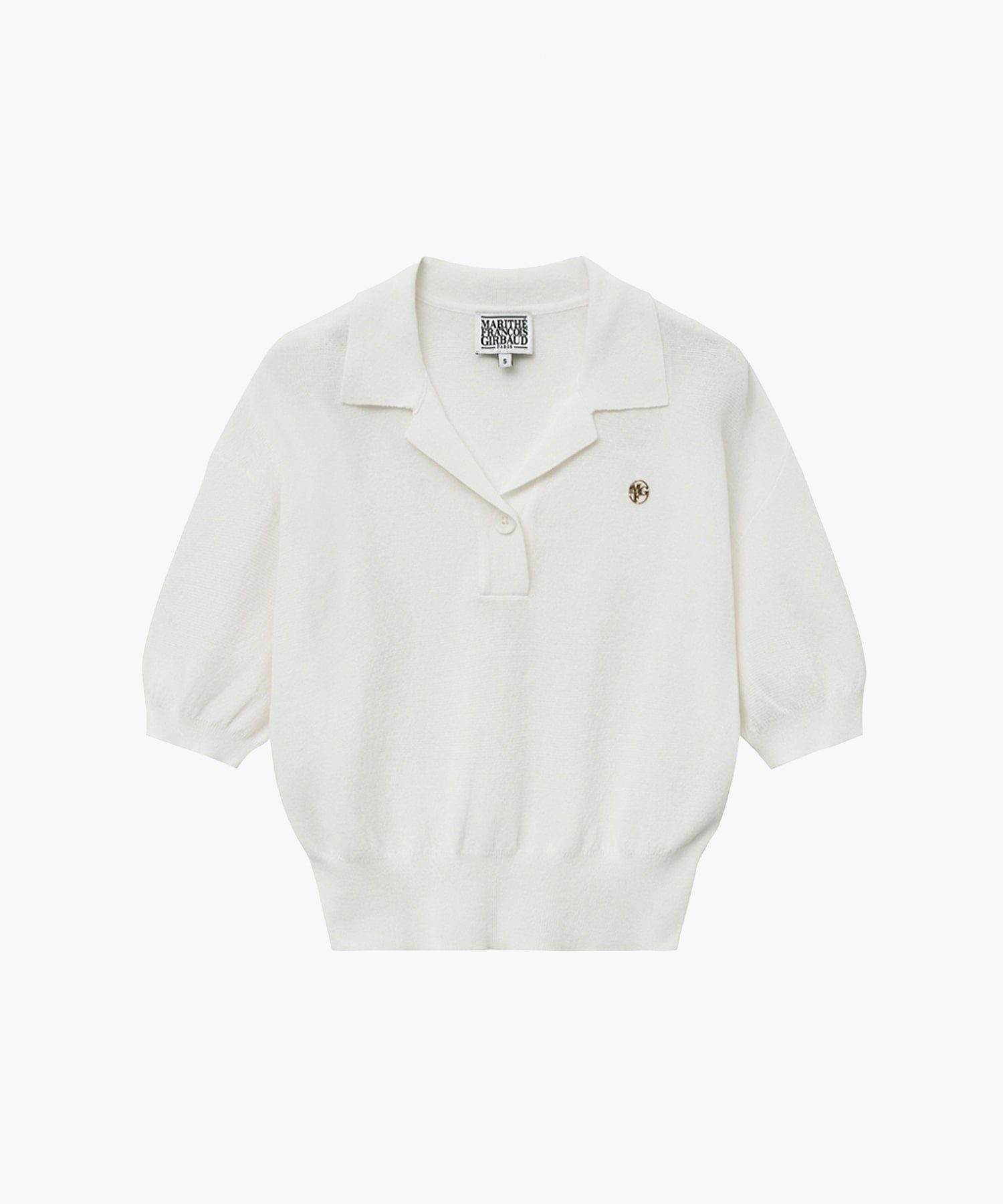 Marithe & Francois Girbaud - Open Collar Crop Half Knit (White) product image 1 | TRAB K-Fashion Australia