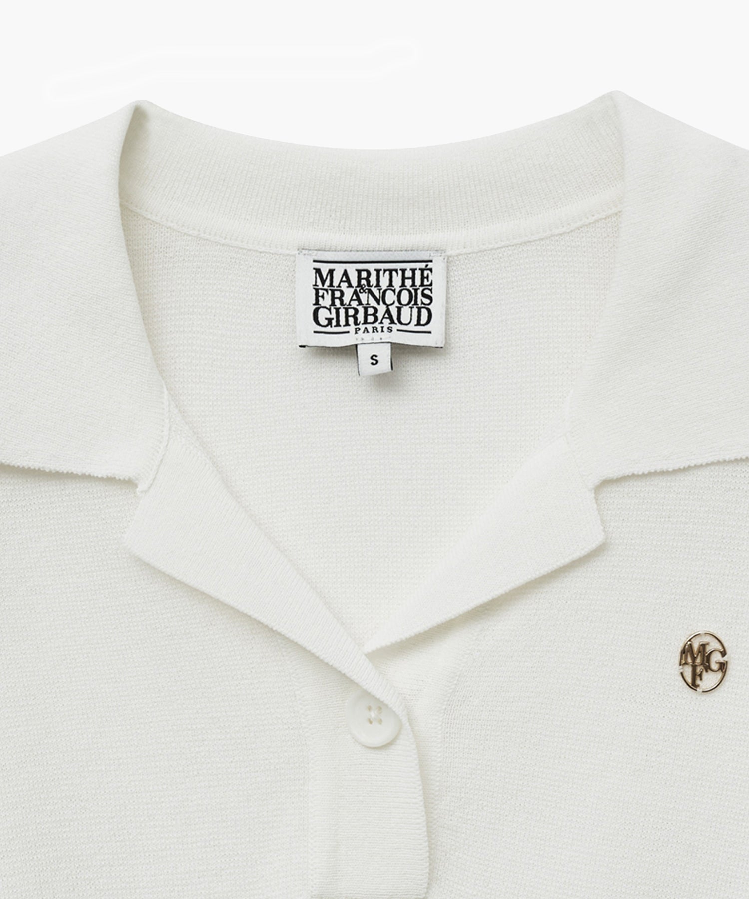 Marithe & Francois Girbaud - Open Collar Crop Half Knit (White) product image 3 | TRAB K-Fashion Australia