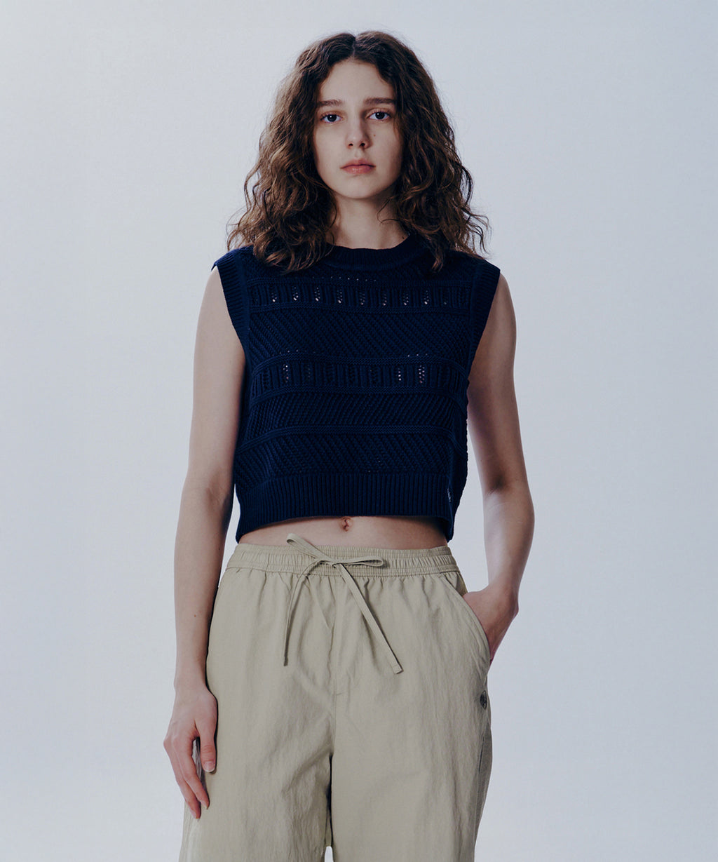 Marithe & Francois Girbaud - Crochet Knit Vest (Dark Navy) product image 1 | TRAB K-Fashion Australia