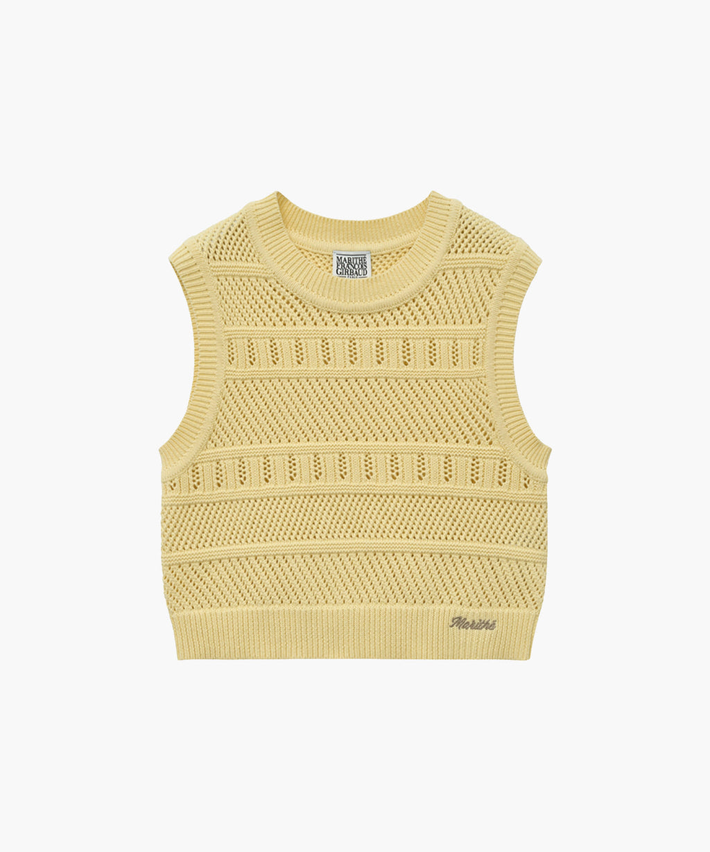 Marithe & Francois Girbaud - Crochet Knit Vest (Light Yellow) product image 5 | TRAB K-Fashion Australia