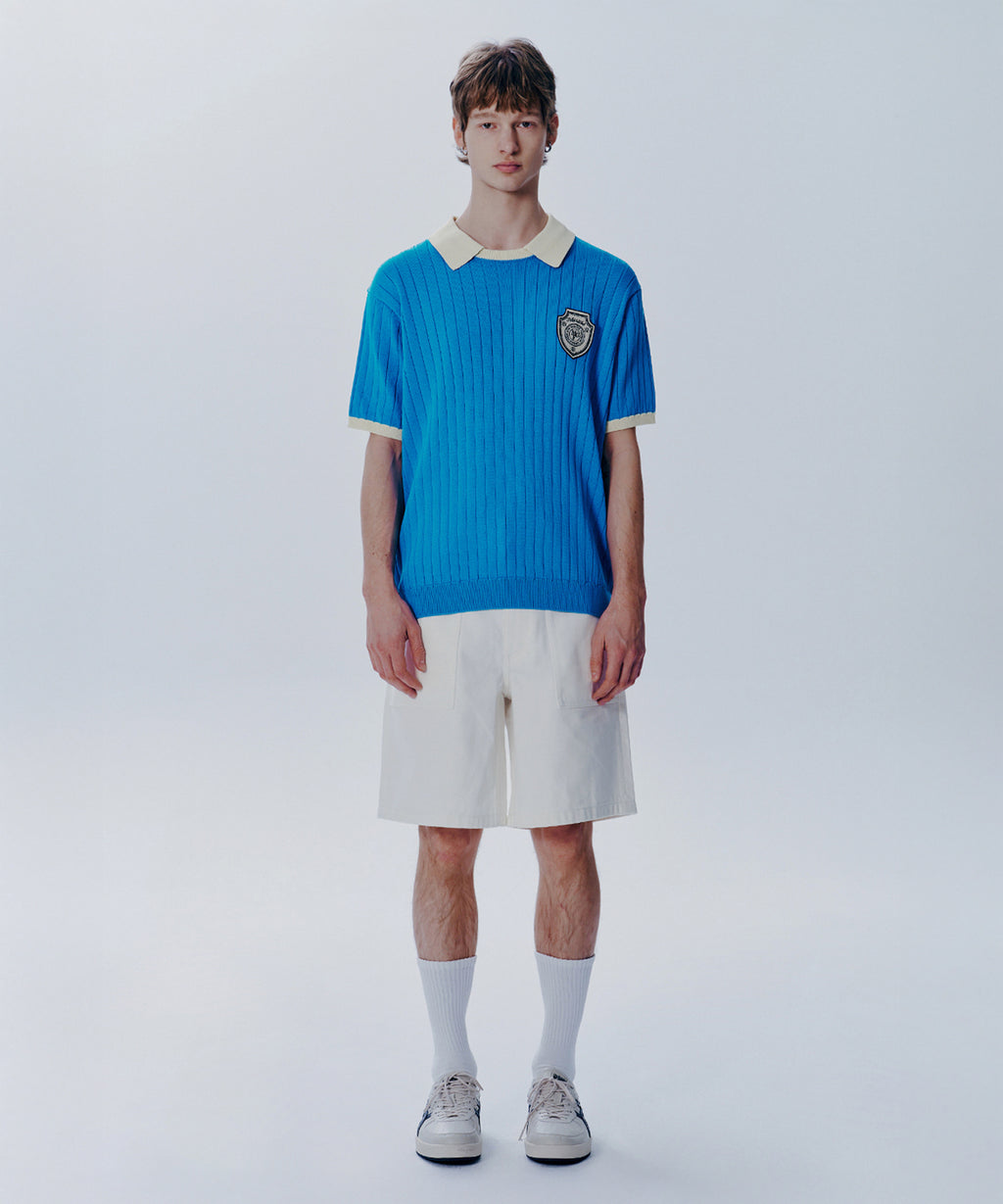 Marithe & Francois Girbaud - Emblem Wappen Half Sleeve Knit (Aqua Blue) product image 2 | TRAB K-Fashion Australia