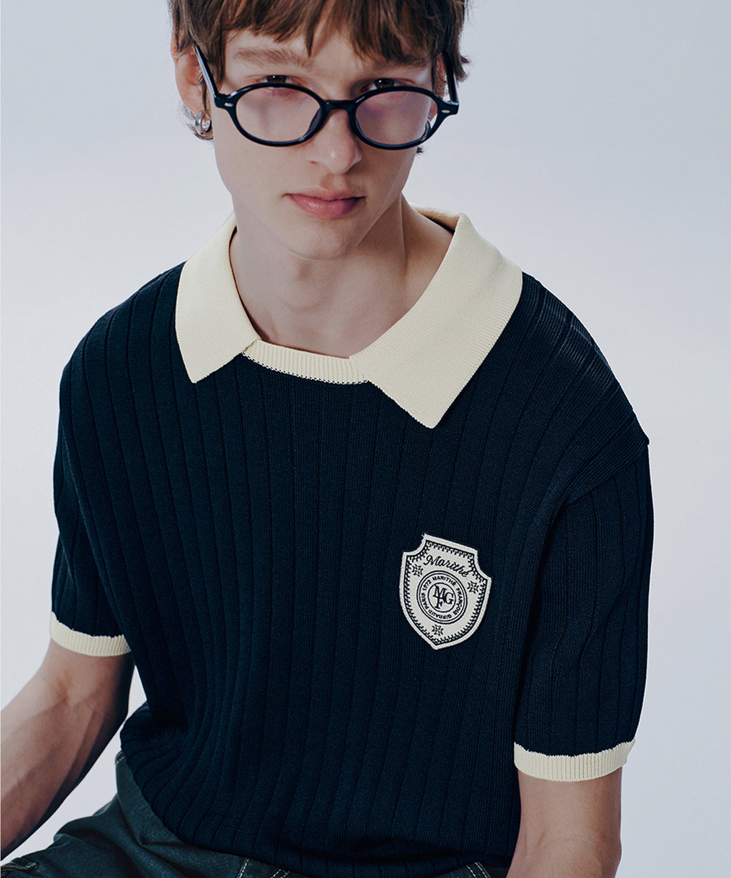 Marithe & Francois Girbaud - Emblem Wappen Half Sleeve Knit (Black) product image 1 | TRAB K-Fashion Australia