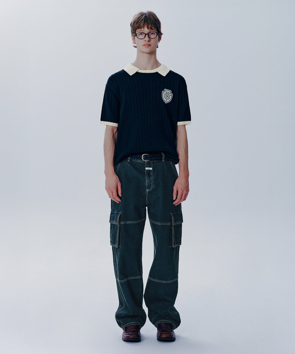 Marithe & Francois Girbaud - Emblem Wappen Half Sleeve Knit (Black) product image 2 | TRAB K-Fashion Australia
