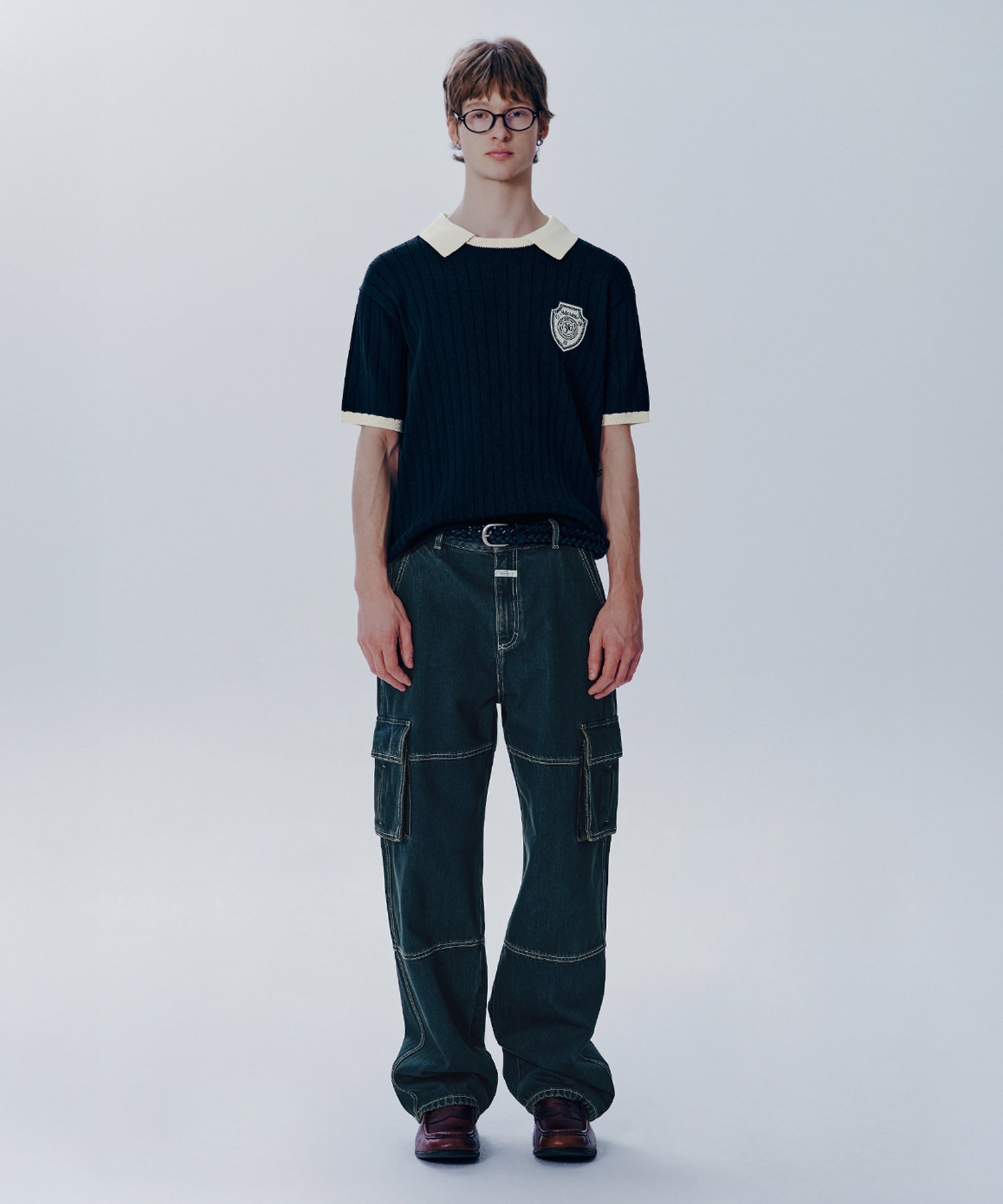 Marithe & Francois Girbaud - Emblem Wappen Half Sleeve Knit (Black) product image 2 | TRAB K-Fashion Australia
