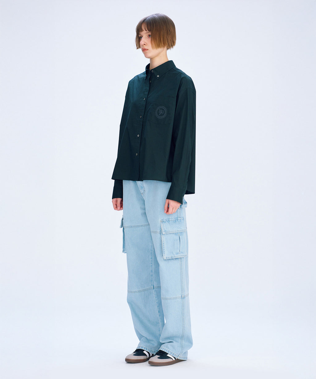 Marithe & Francois Girbaud - Overfit Emblem Crop Shirt (Charcoal) product image 3 | TRAB K-Fashion Australia