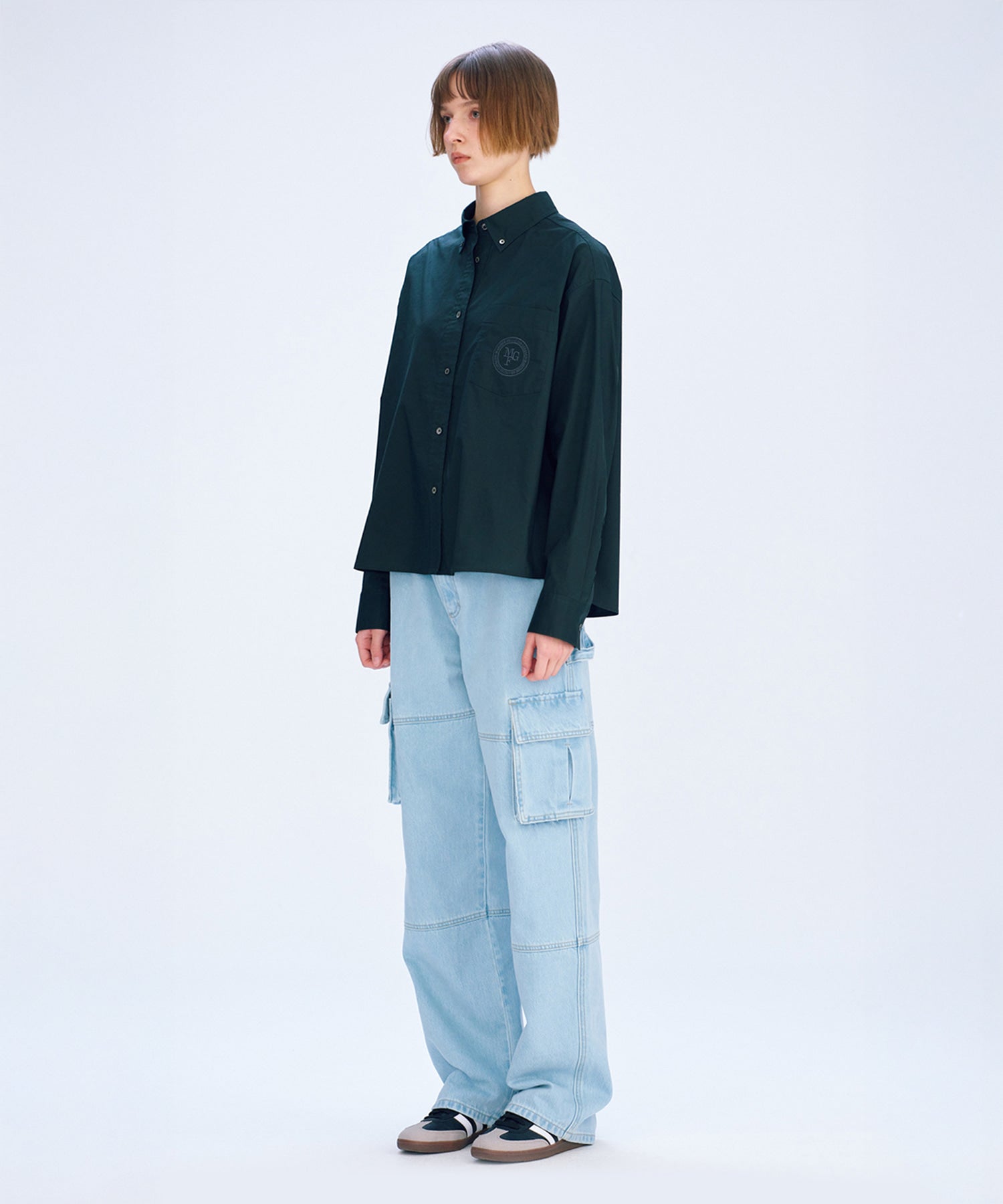 Marithe & Francois Girbaud - Overfit Emblem Crop Shirt (Charcoal) product image 3 | TRAB K-Fashion Australia