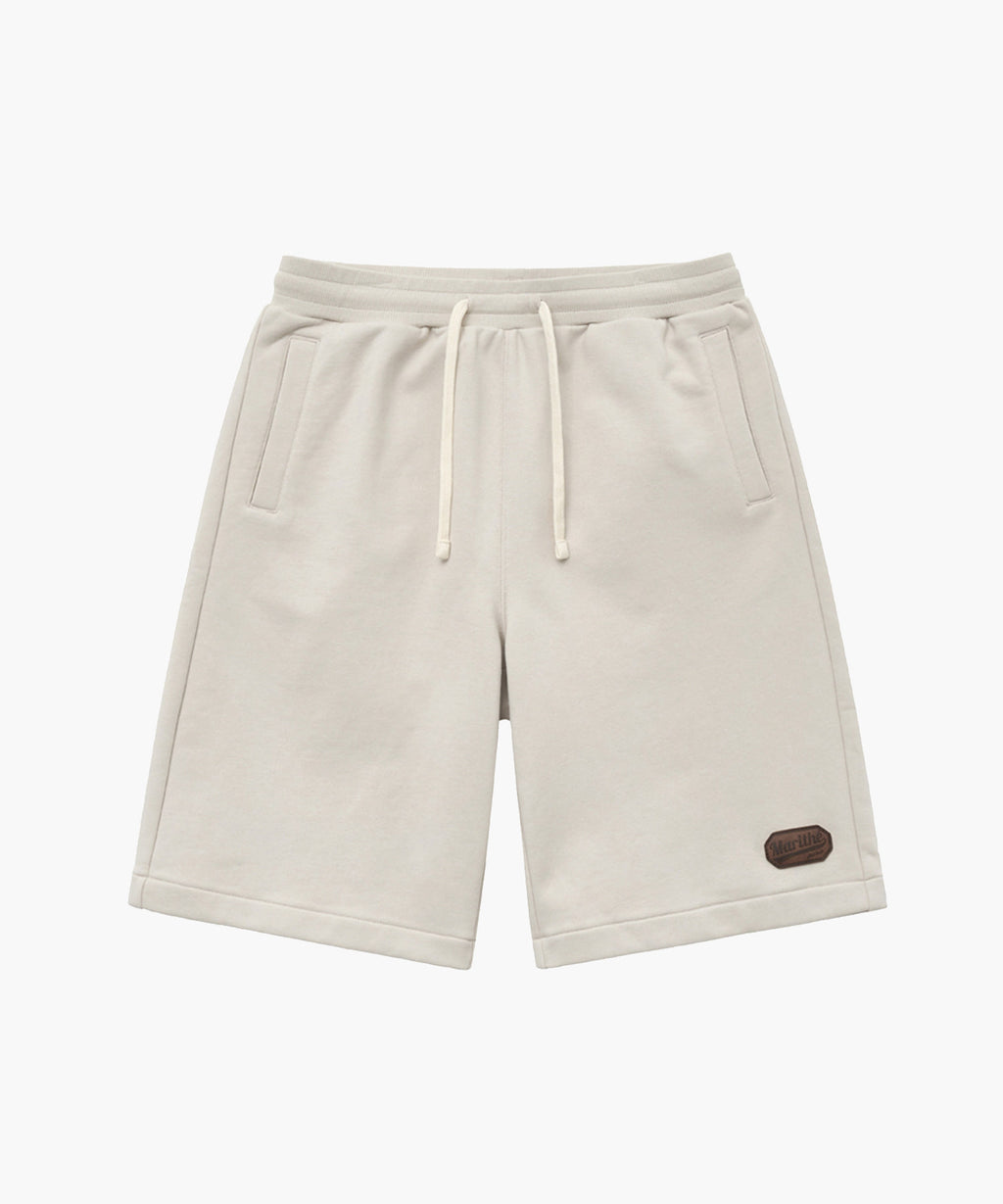 Marithe & Francois Girbaud - Leather Patch Sweat Half Pants (Beige) product image 1 | TRAB K-Fashion Australia