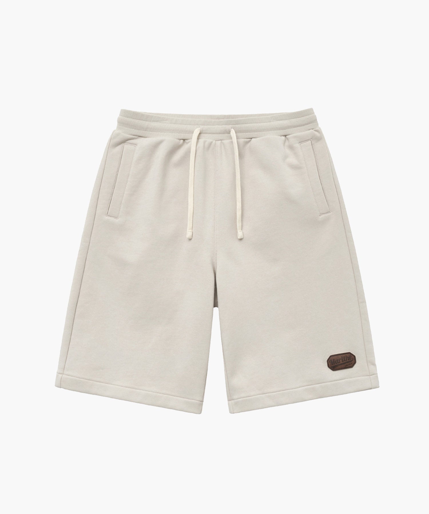 Marithe & Francois Girbaud - Leather Patch Sweat Half Pants (Beige) product image 1 | TRAB K-Fashion Australia
