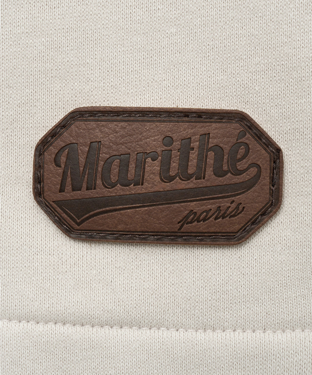 Marithe & Francois Girbaud - Leather Patch Sweat Half Pants (Beige) product image 7 | TRAB K-Fashion Australia