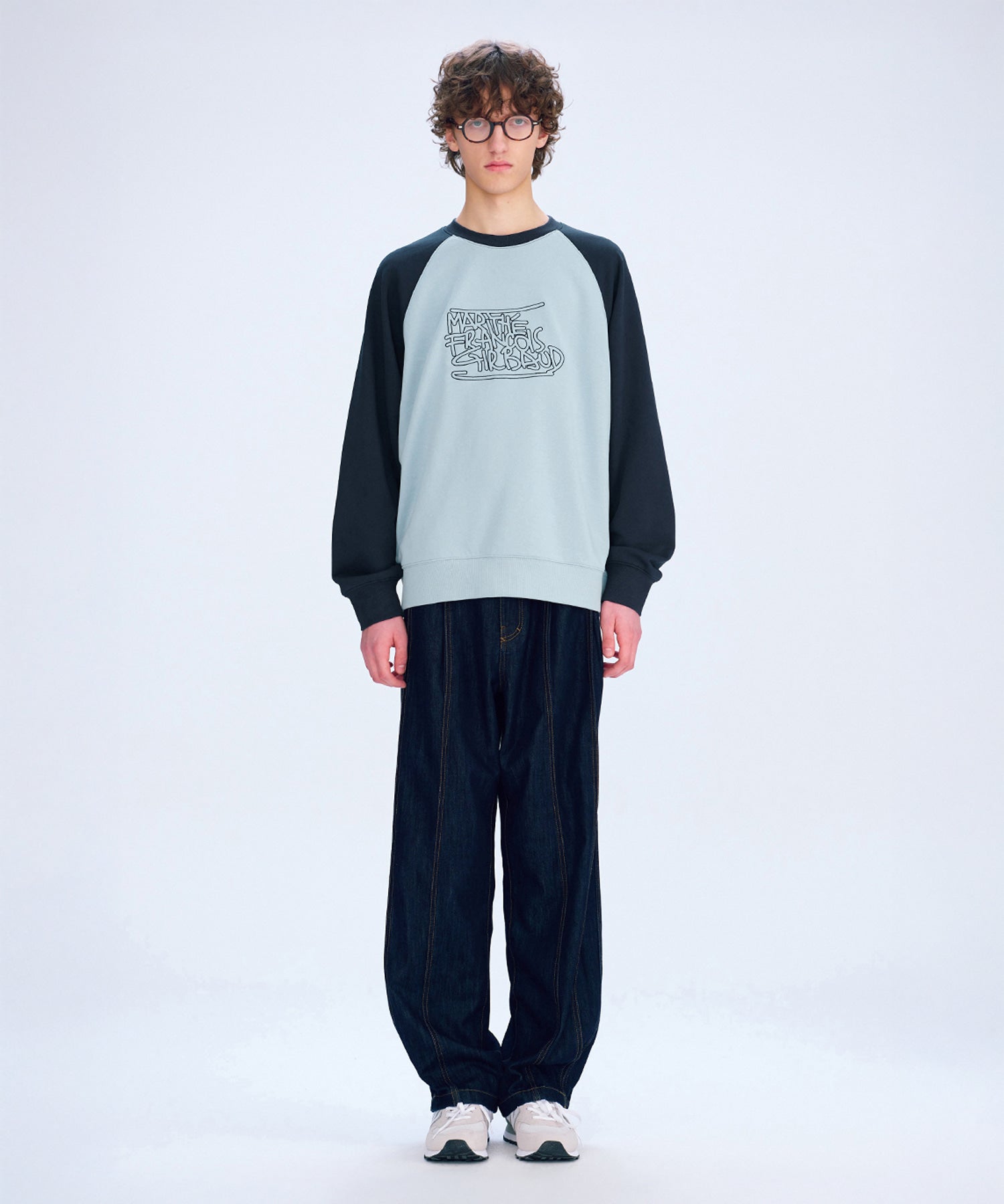 Marithe & Francois Girbaud - Graffiti Color Block Raglan Sweatshirt (Navy) product image 1 | TRAB K-Fashion Australia