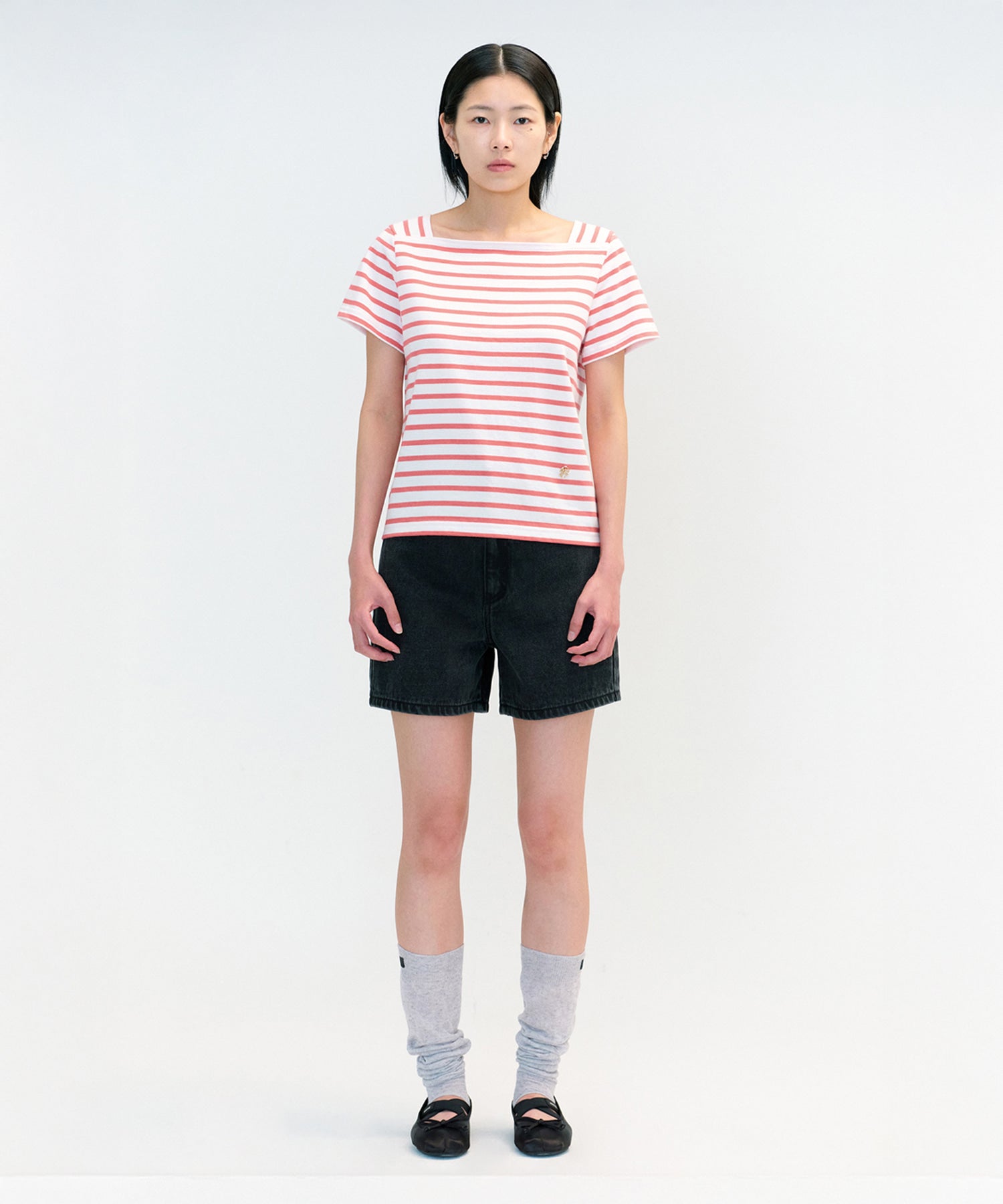 Marithe & Francois Girbaud - Square Neck Stripe Half Tee (Pink) product image 2 | TRAB K-Fashion Australia
