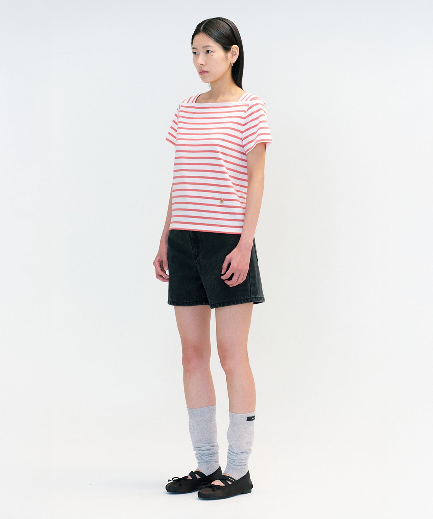 Marithe & Francois Girbaud - Square Neck Stripe Half Tee (Pink) product image 3 | TRAB K-Fashion Australia
