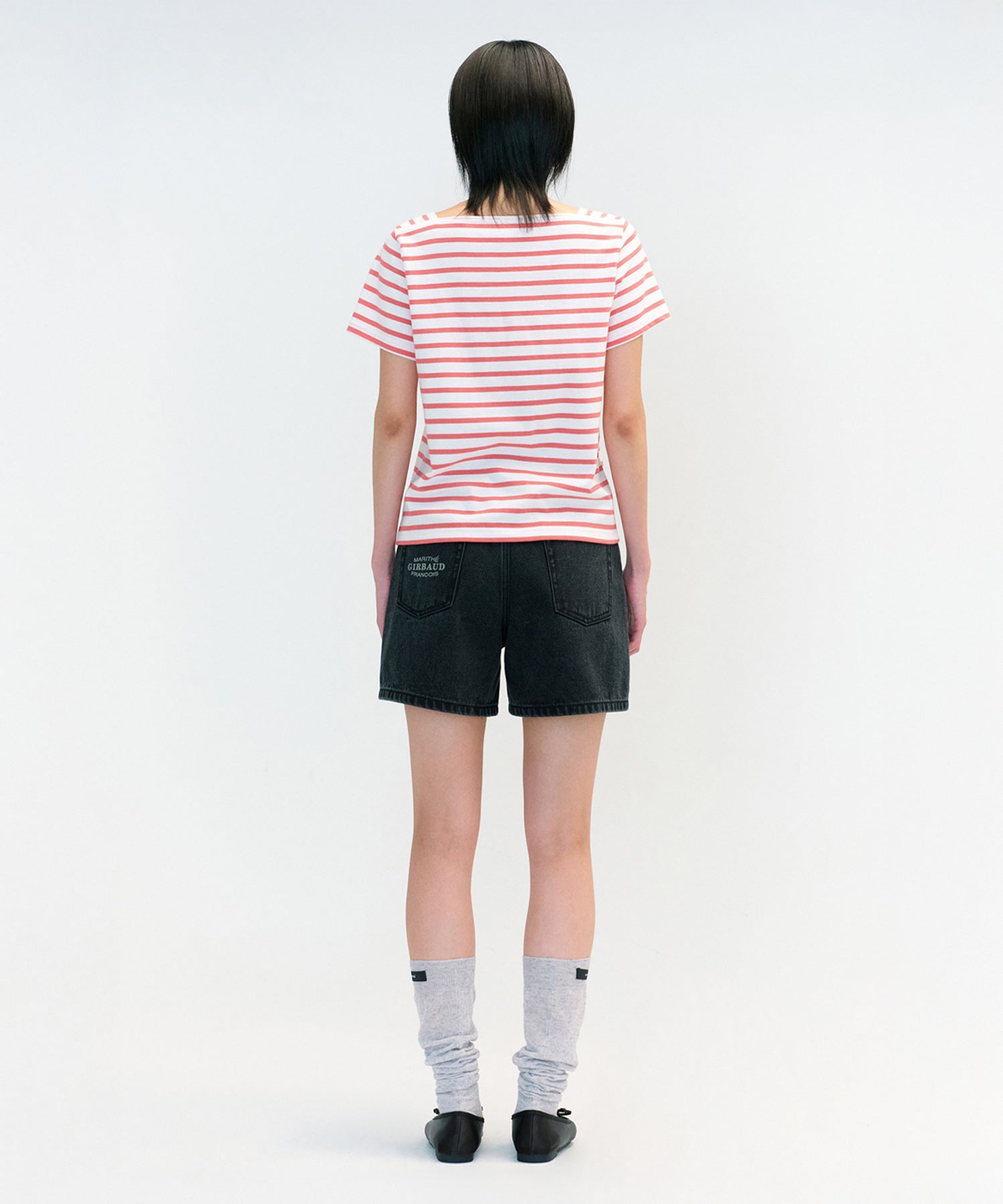 Marithe & Francois Girbaud - Square Neck Stripe Half Tee (Pink) product image 4 | TRAB K-Fashion Australia