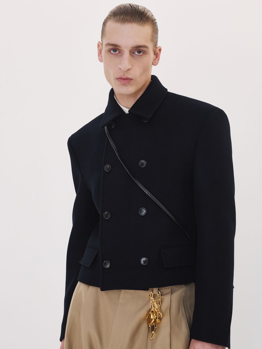 Recto - Double Breasted Short Coat (Dark Navy) product image 1 | TRAB K-Fashion Australia