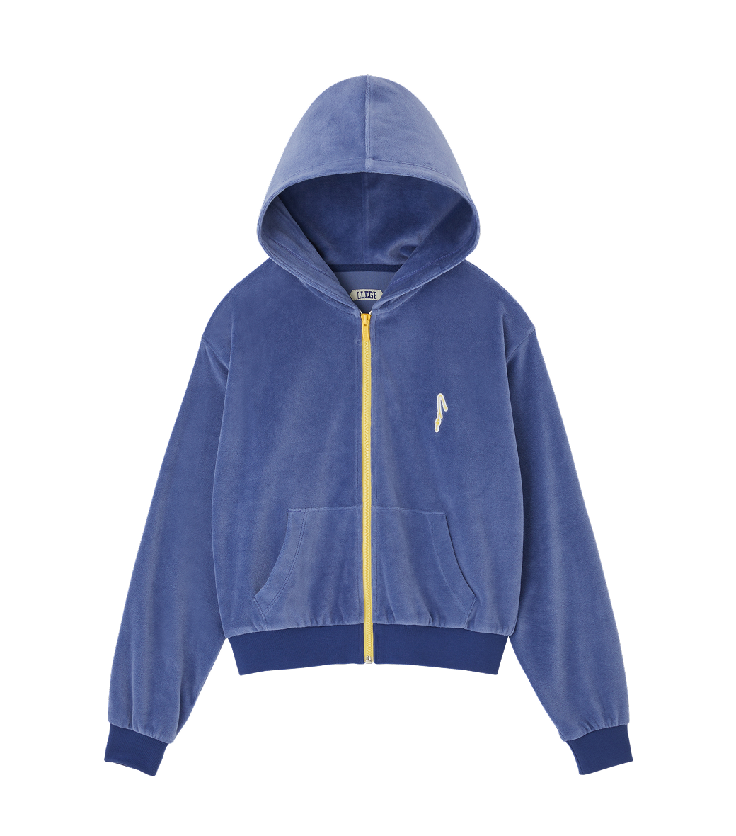 Llege - Velour Crop Hoody Zip-Up (Vintage Blue) product image 1 | TRAB K-Fashion Australia